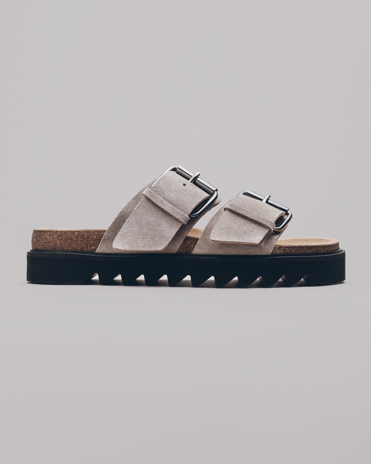 The Beige Suede Buckle Sandals