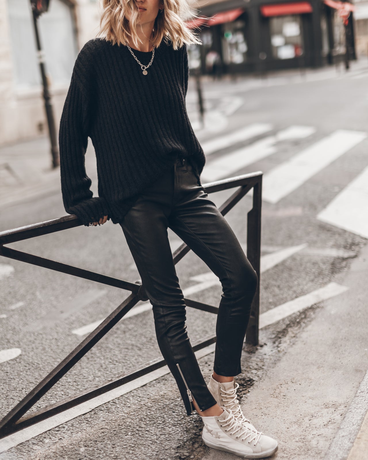 Black Destroyed Knitted Sweater - Product photo