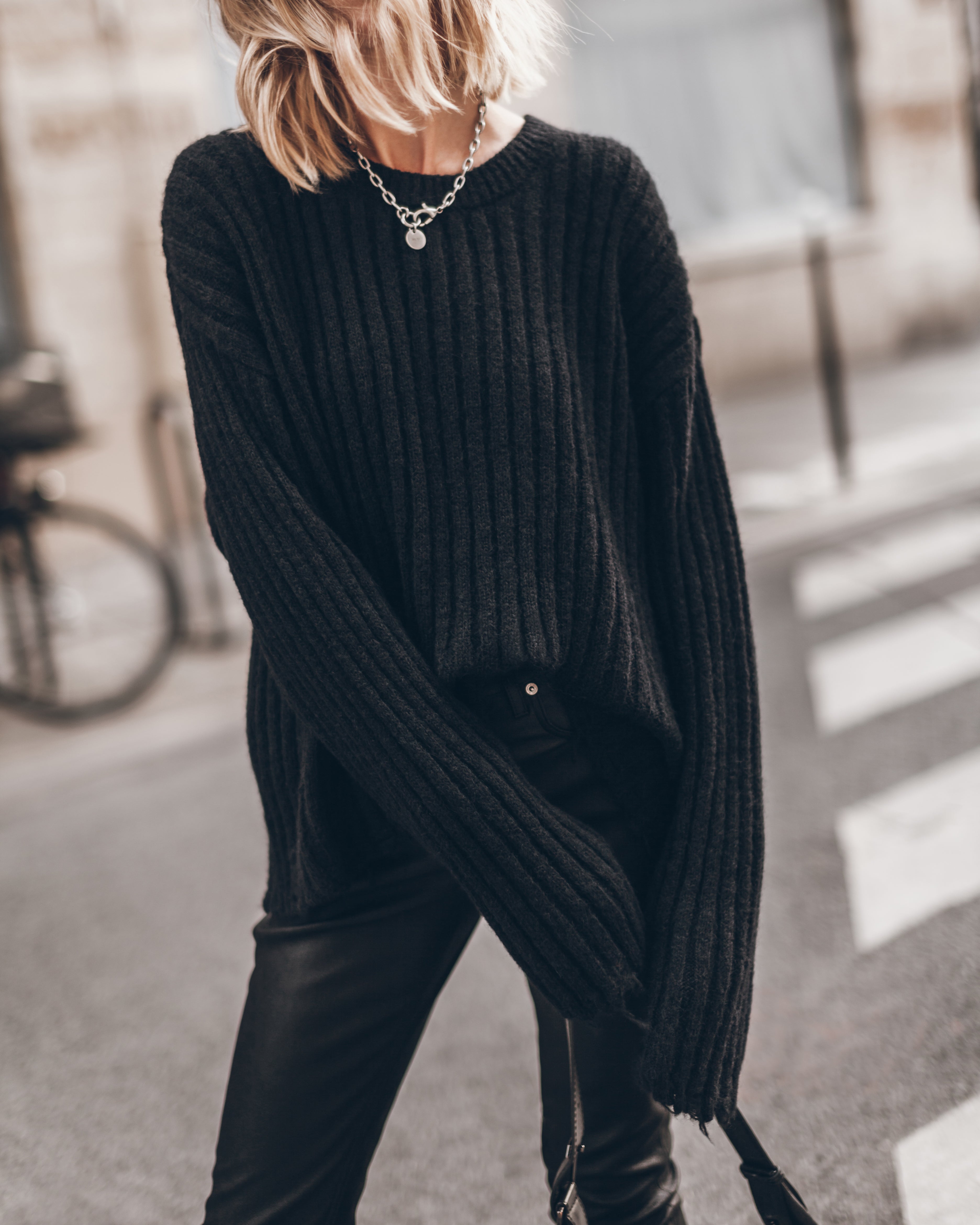 The Black Destroyed Knitted Sweater