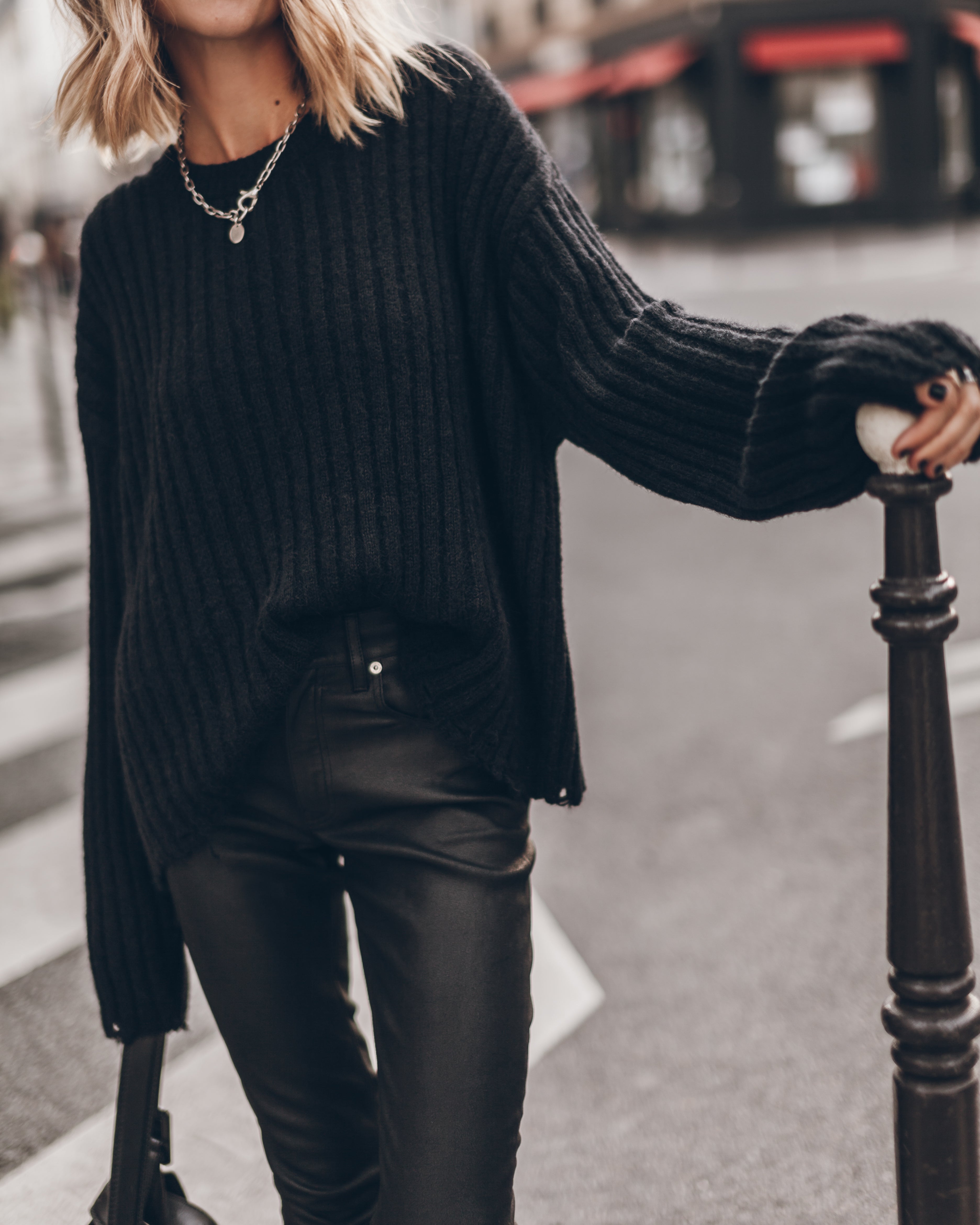 The Black Destroyed Knitted Sweater