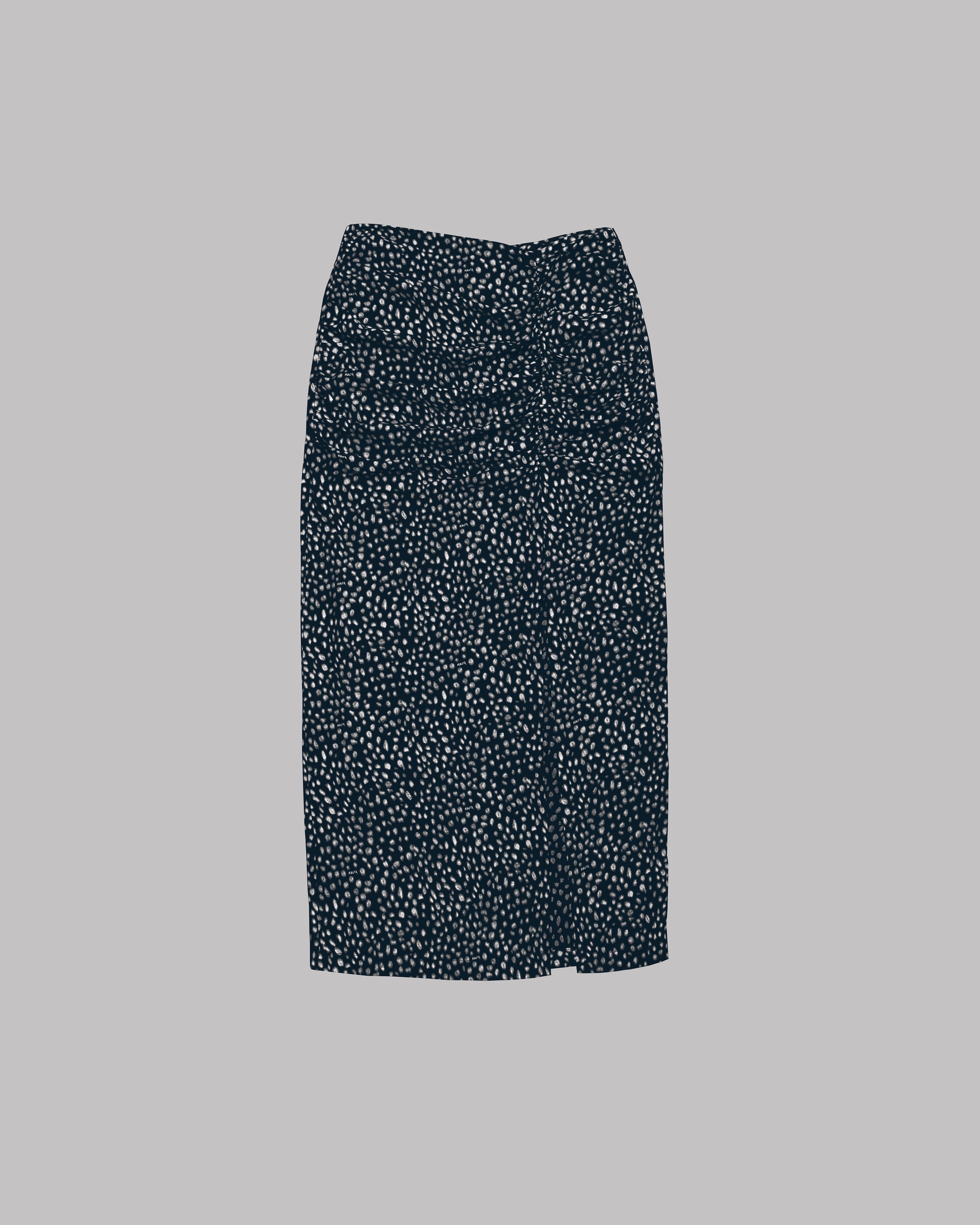 The Black Dotted Long Slit Skirt