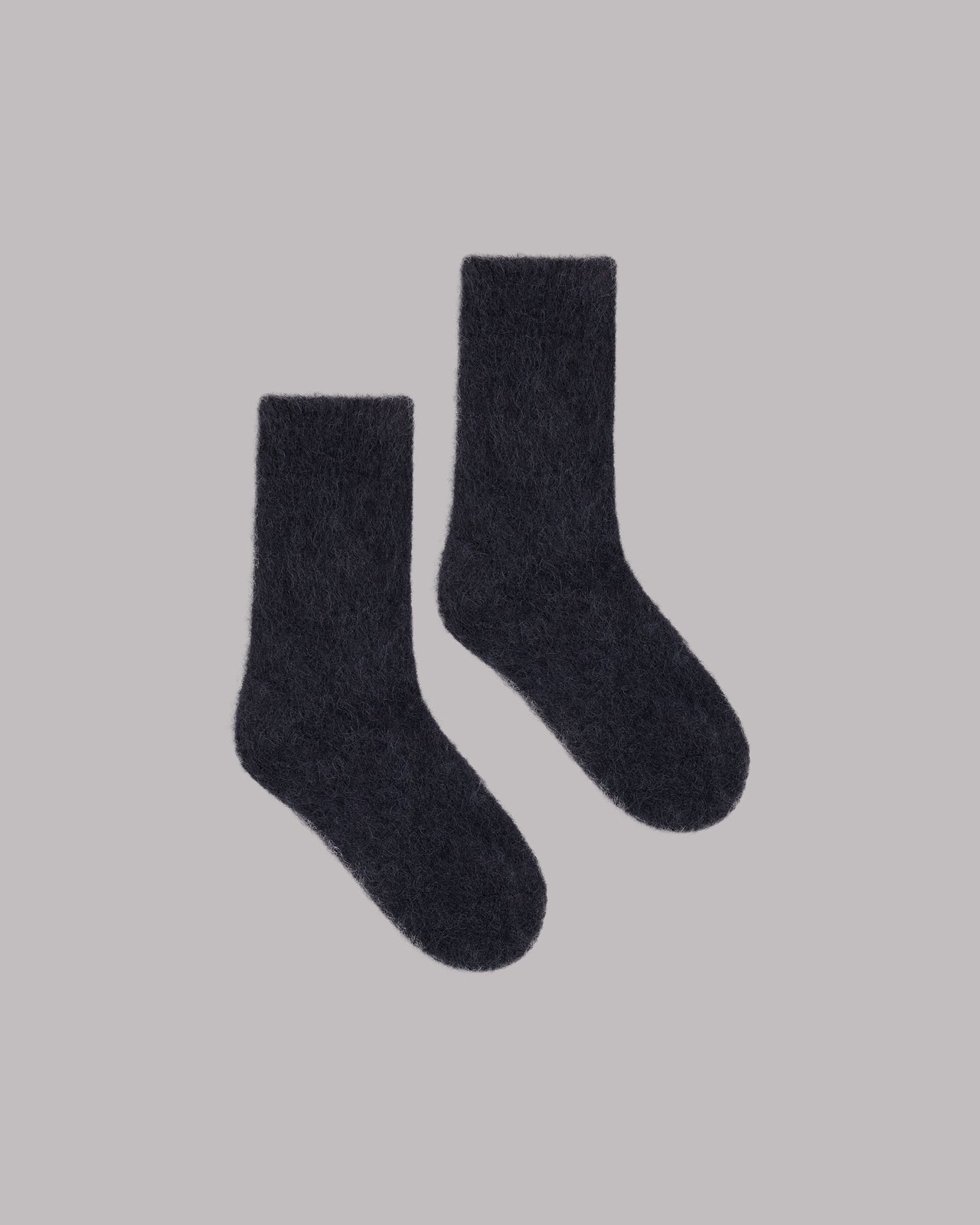 The Black Fluffy Alpaca Knit Socks