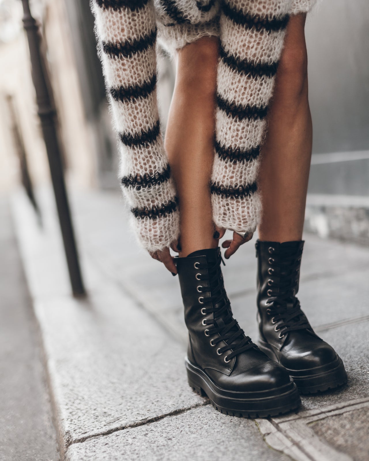 The Black Laced Leather Boots