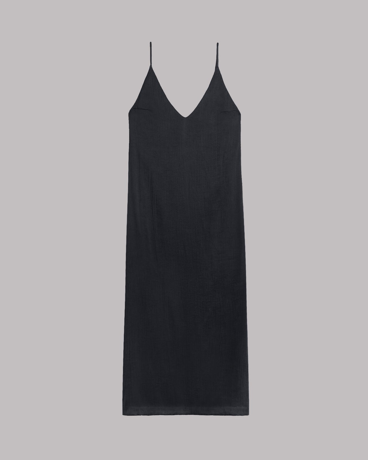 The Black Long Lyocell Slip Dress