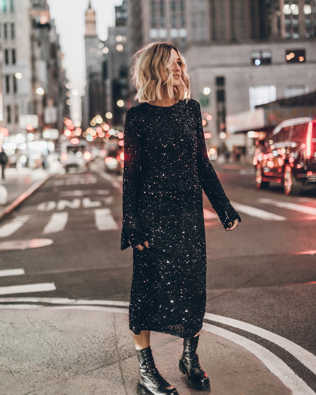 The Black Long Sequin Dress