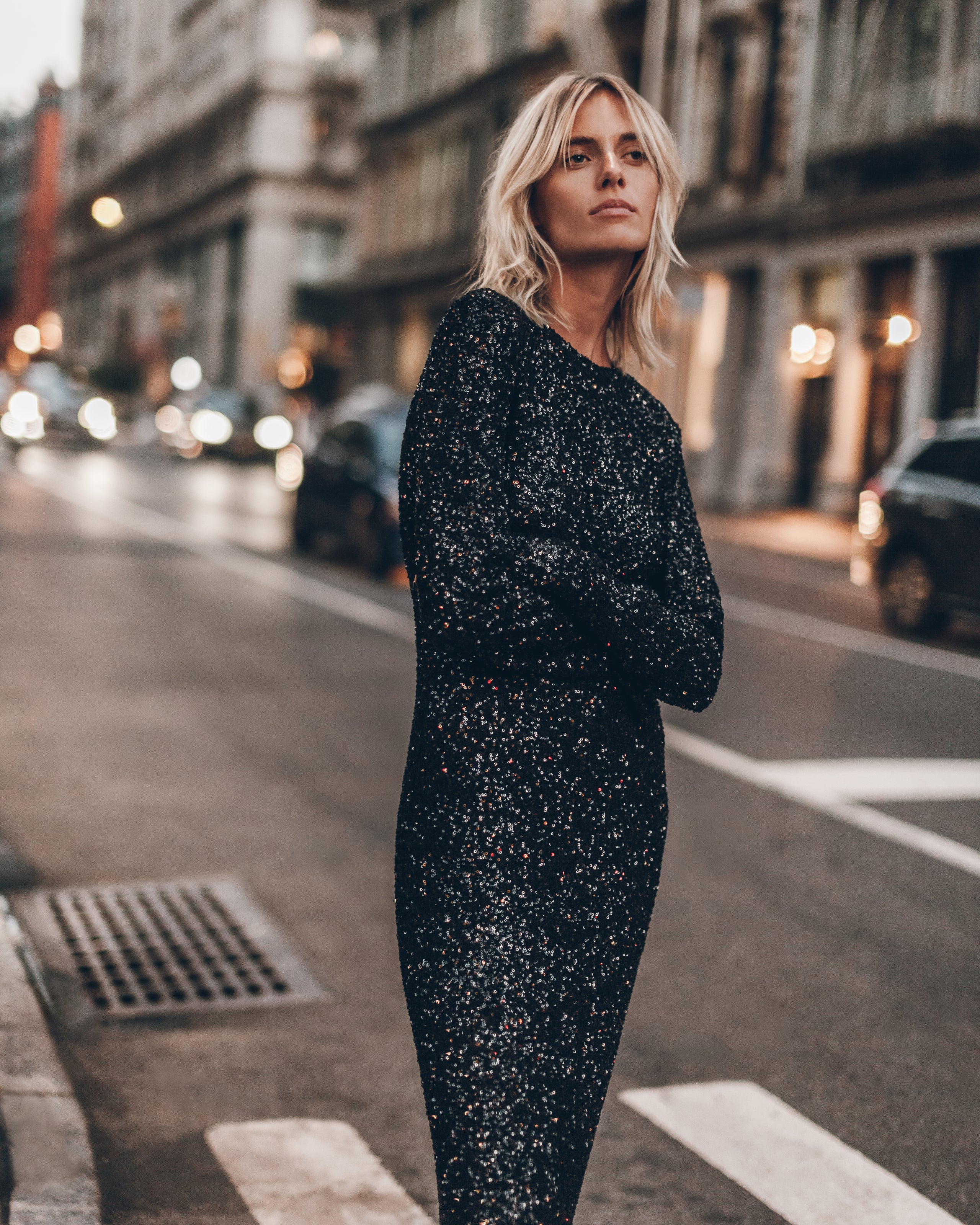 The Black Long Sequin Dress