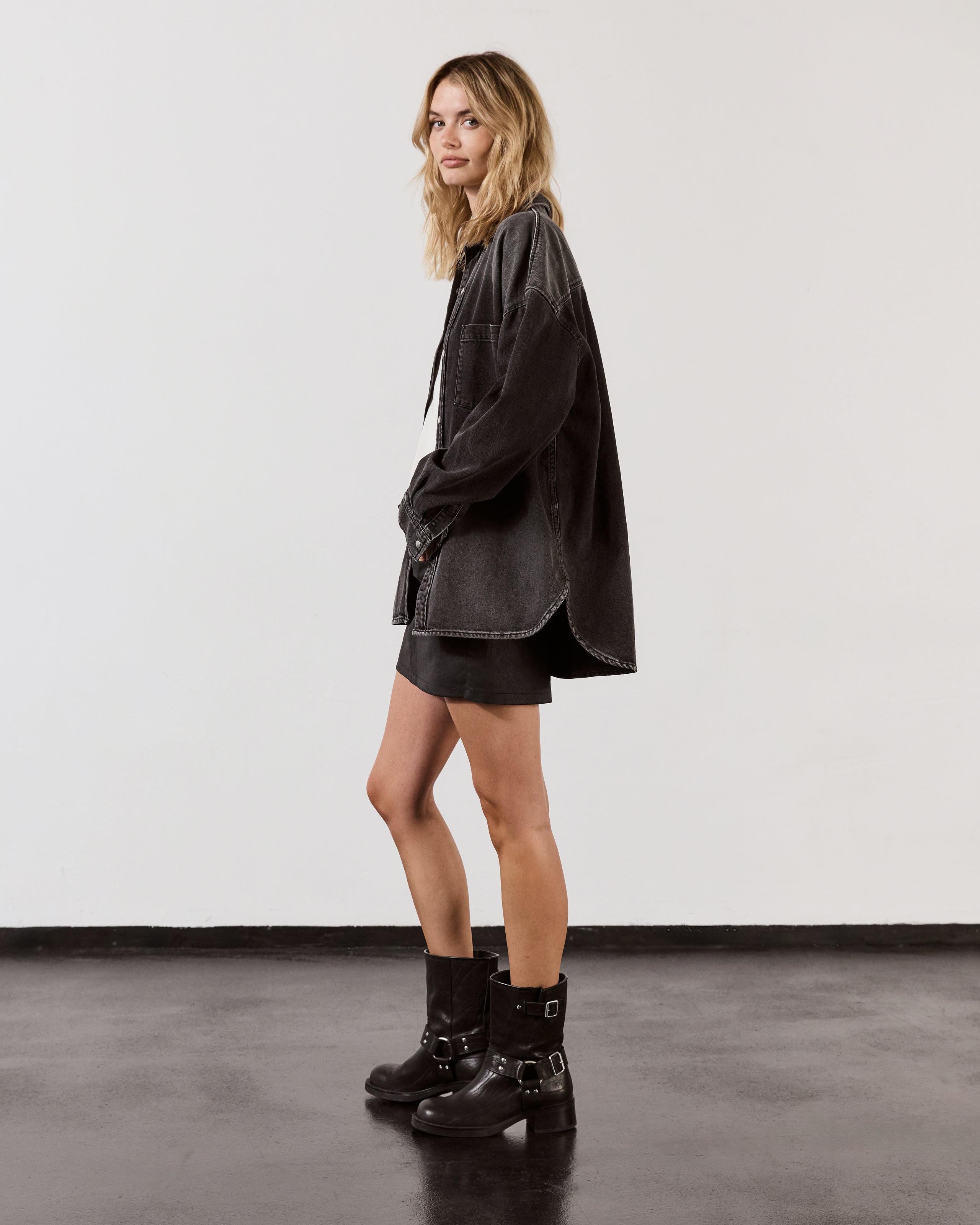 The Black Loose Denim Shirt