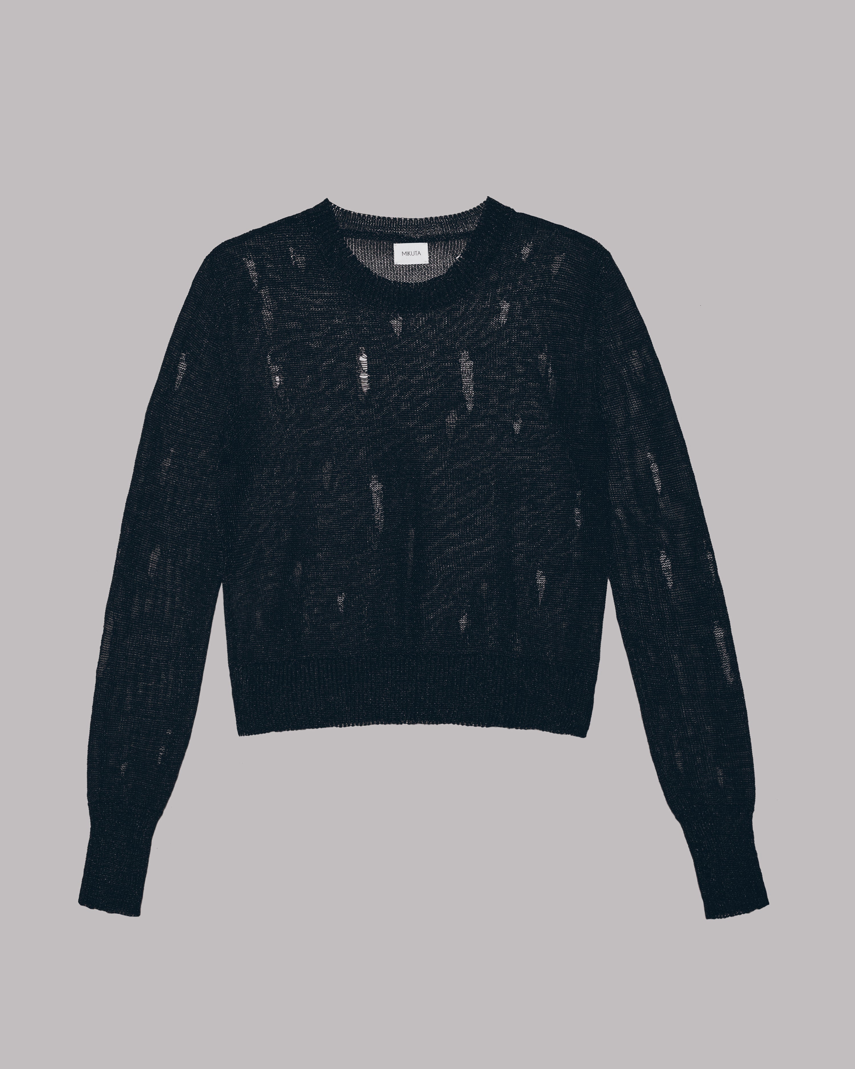The Black Metallic Distressed Knitted Sweater