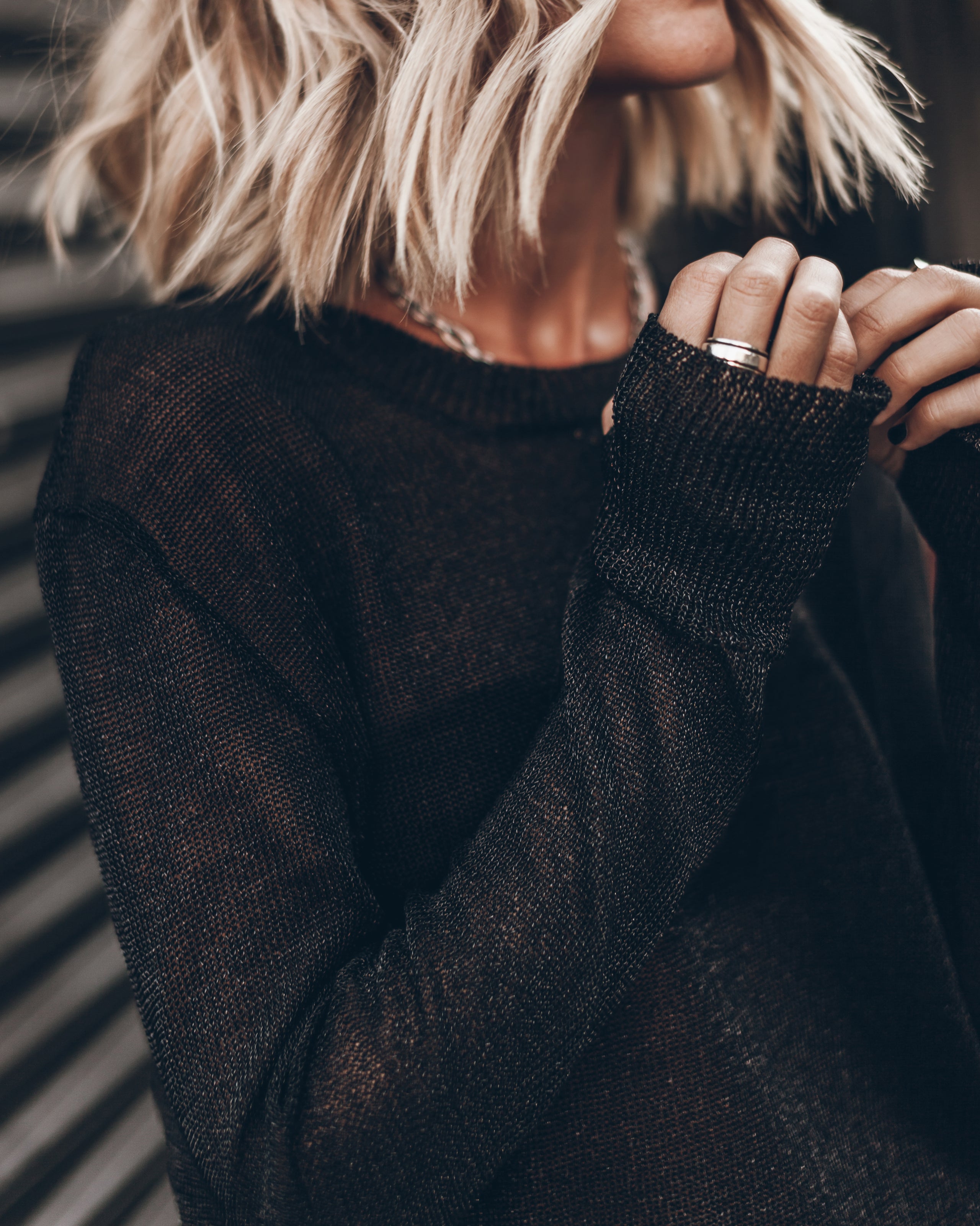 The Black Metallic Knitted Sweater