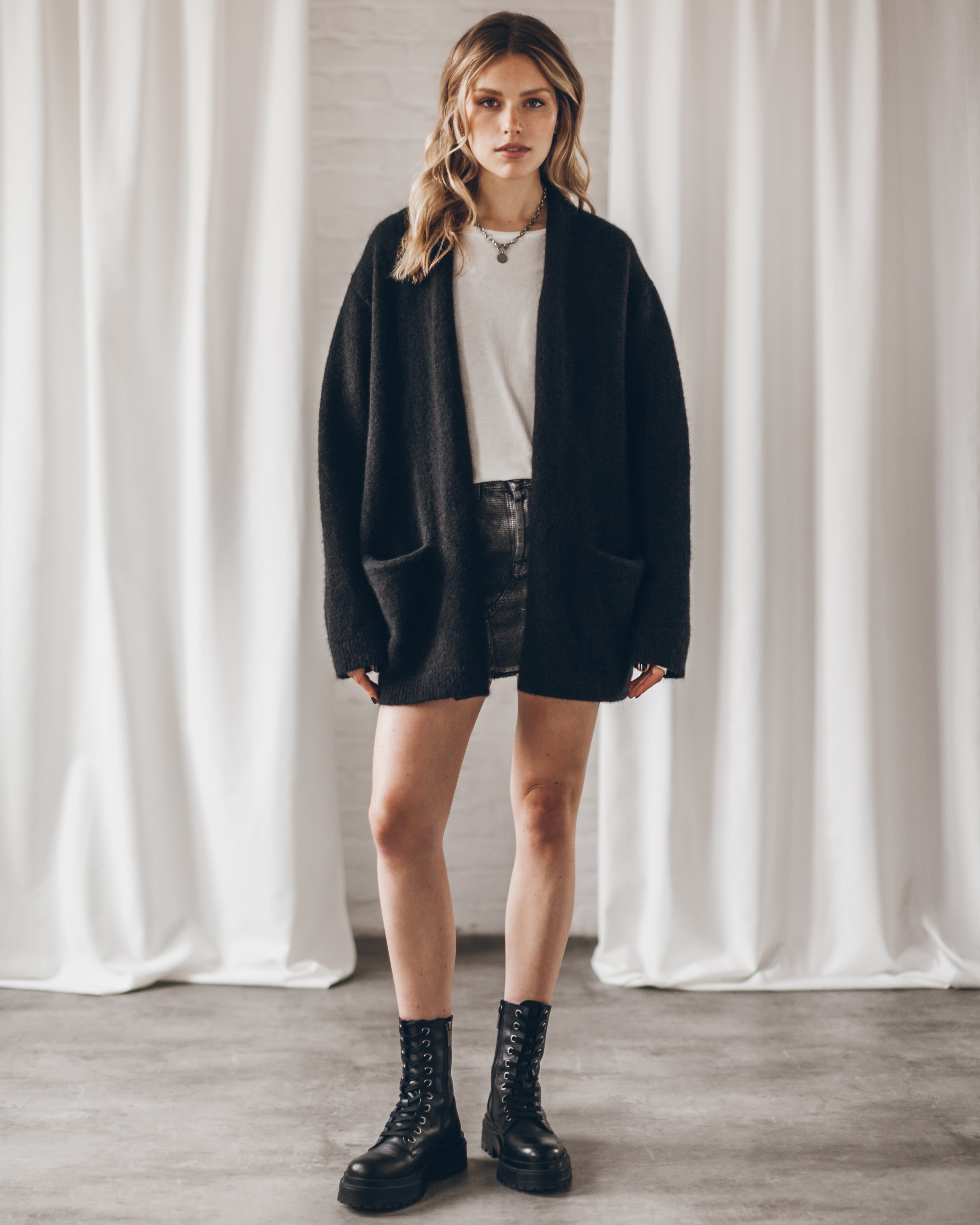 The Black Oversized Knitted Cardigan