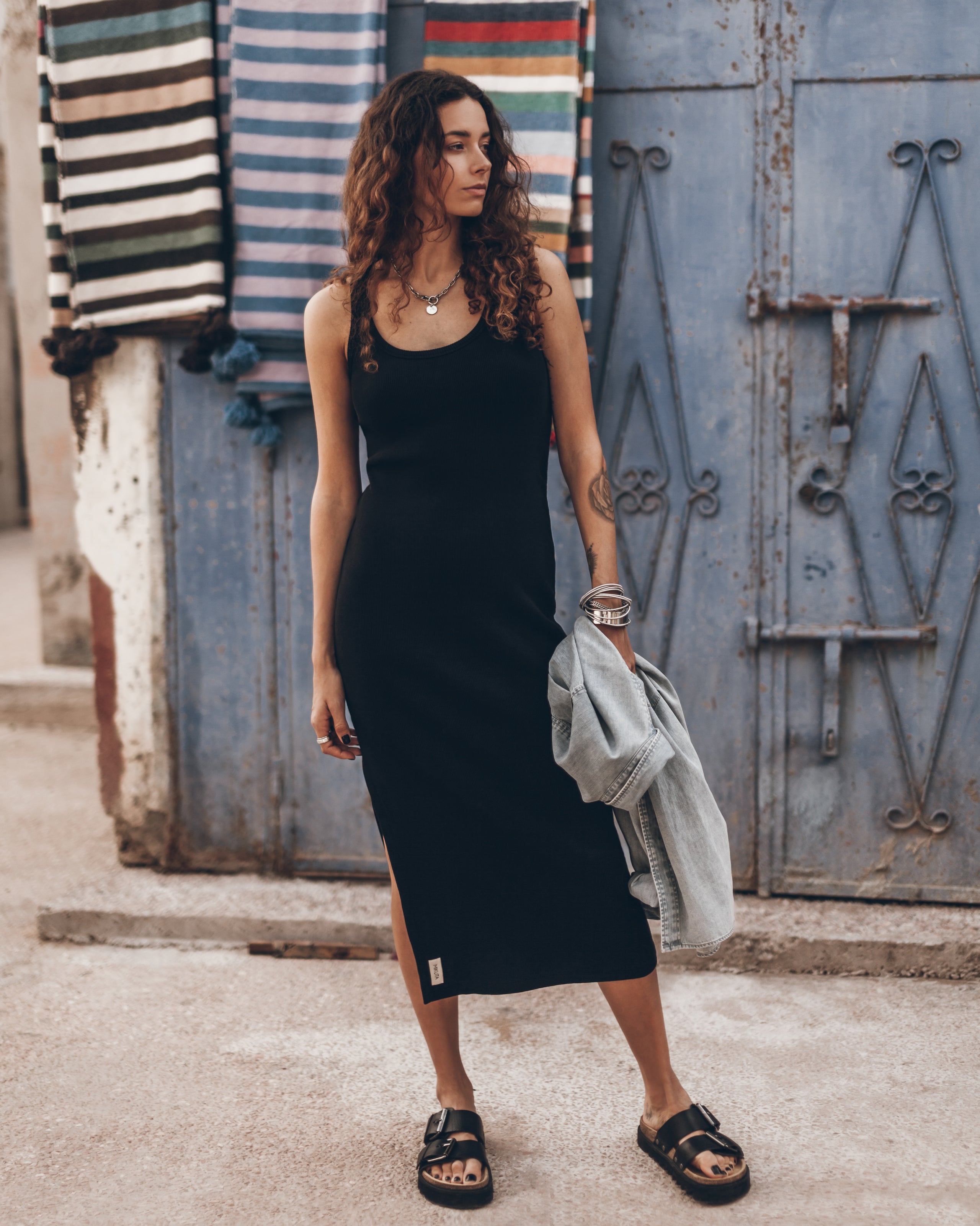 The Black Ribbed Tank Dress