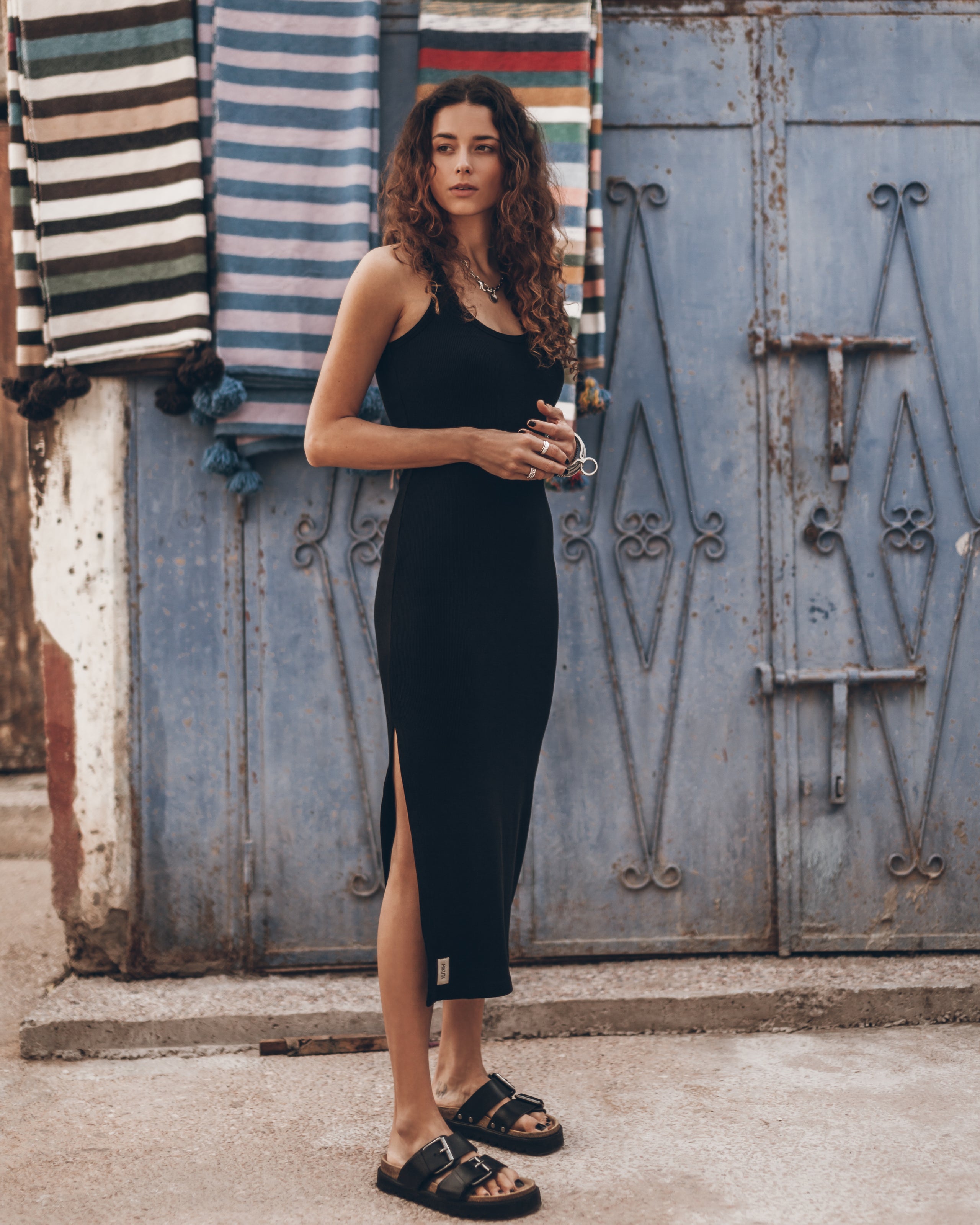 The Black Ribbed Tank Dress