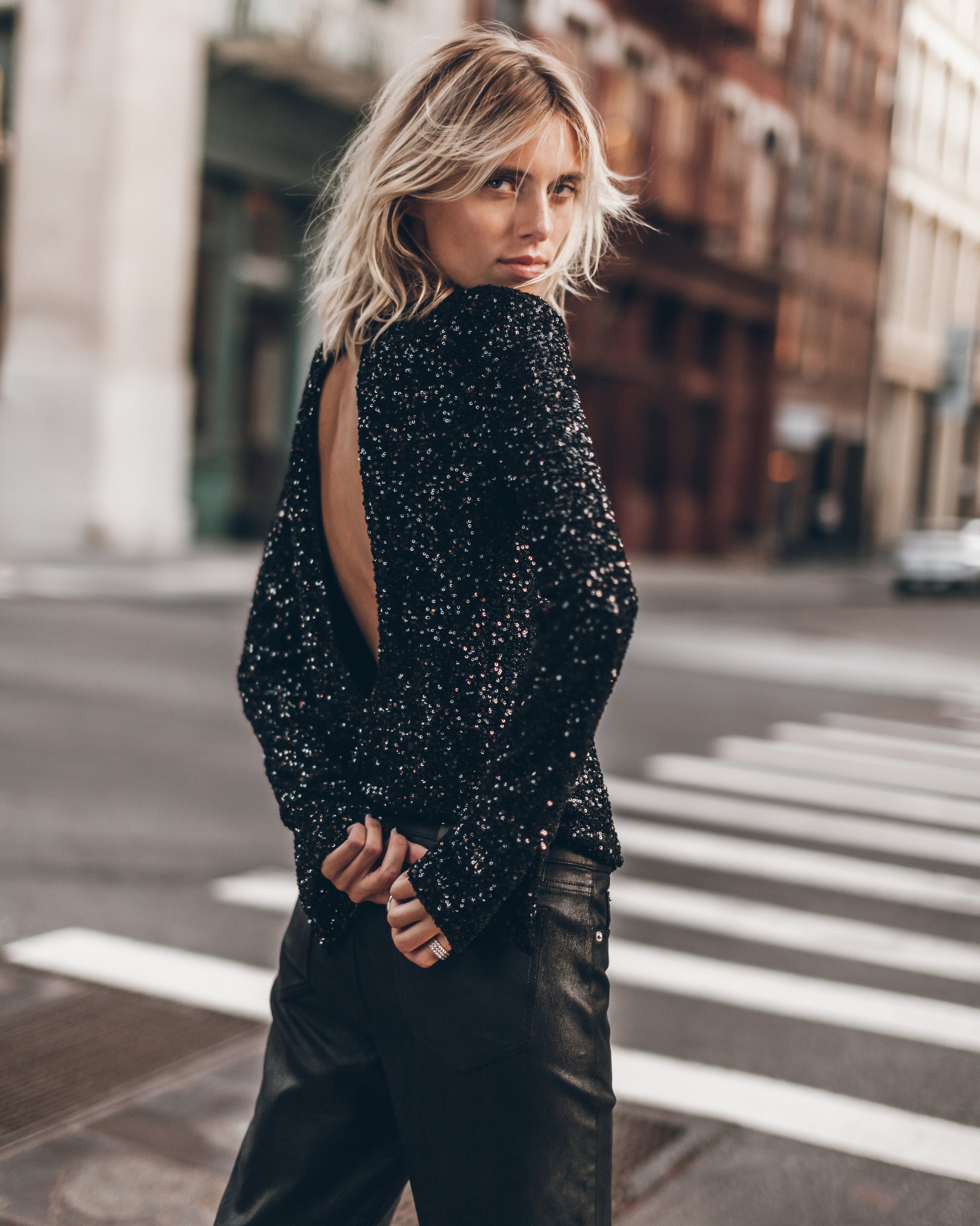 The Black Sequin Blouse