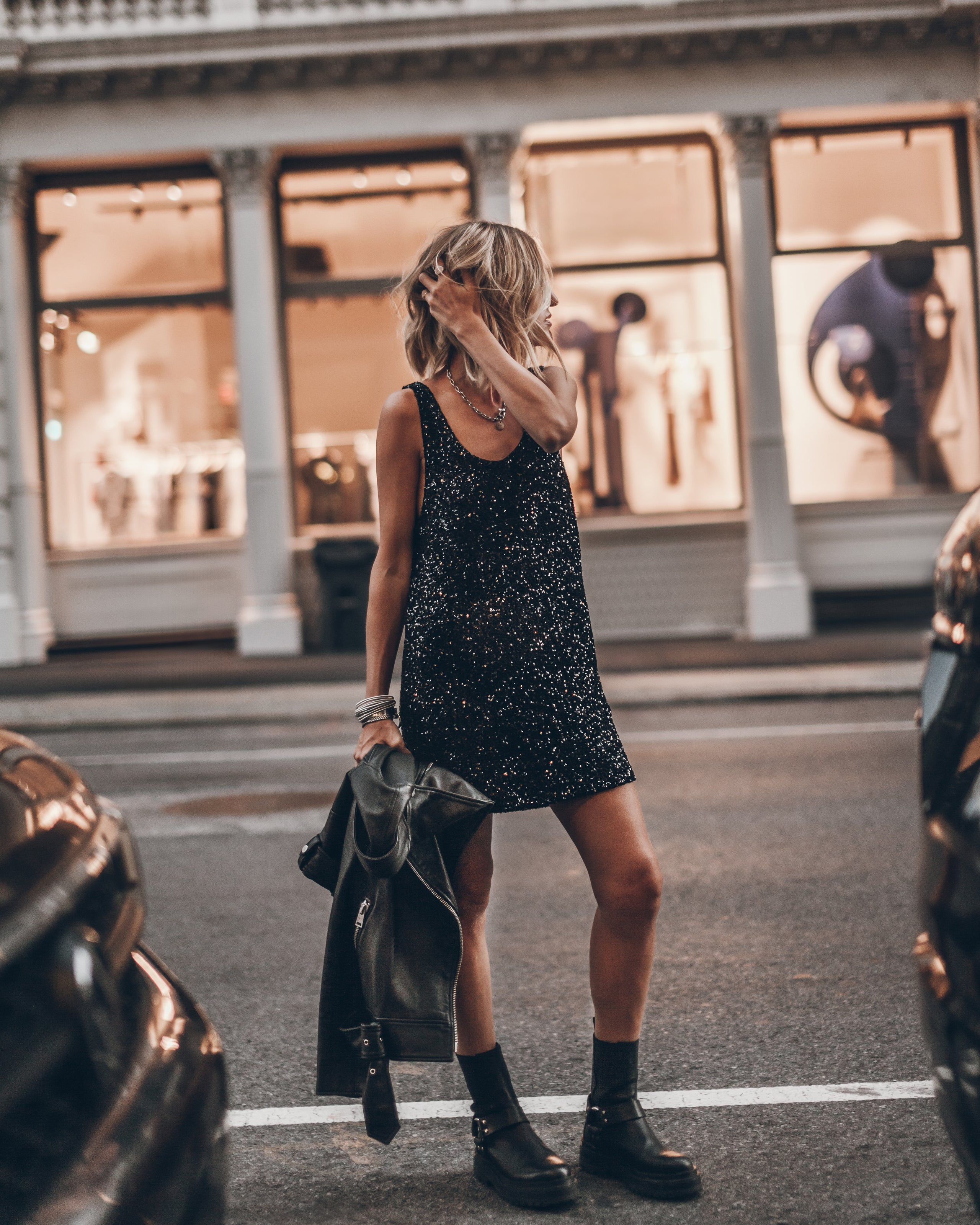 The Black Sequin Tank Dress