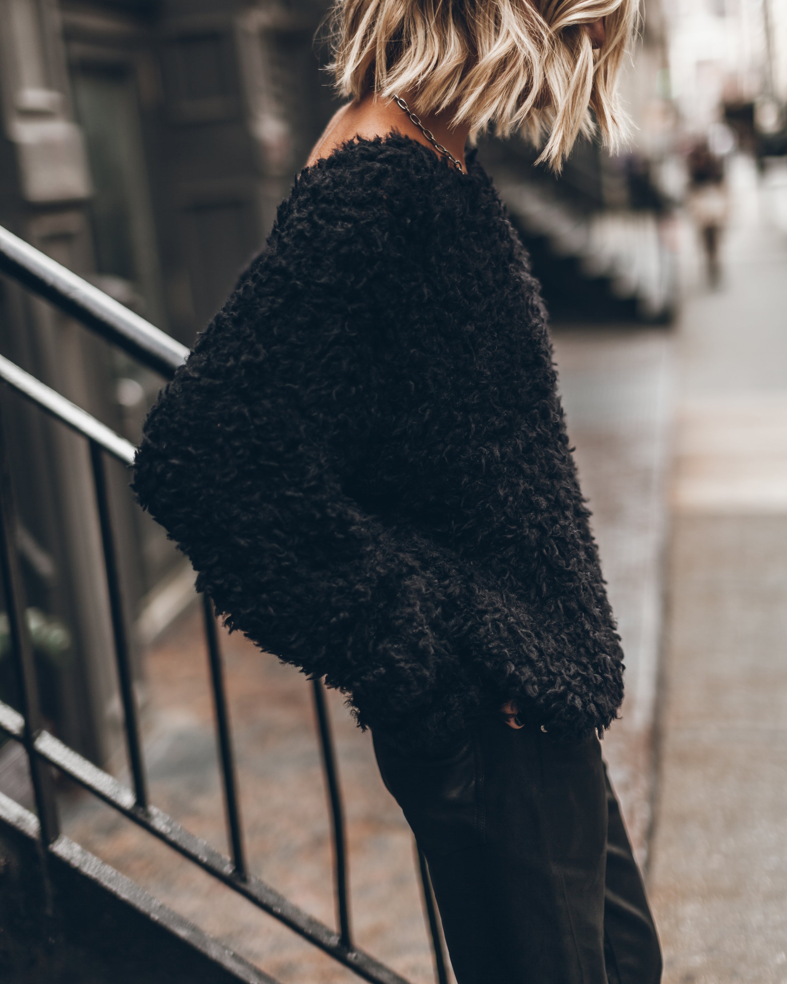 The Black Sherpa Cropped Knitted Sweater