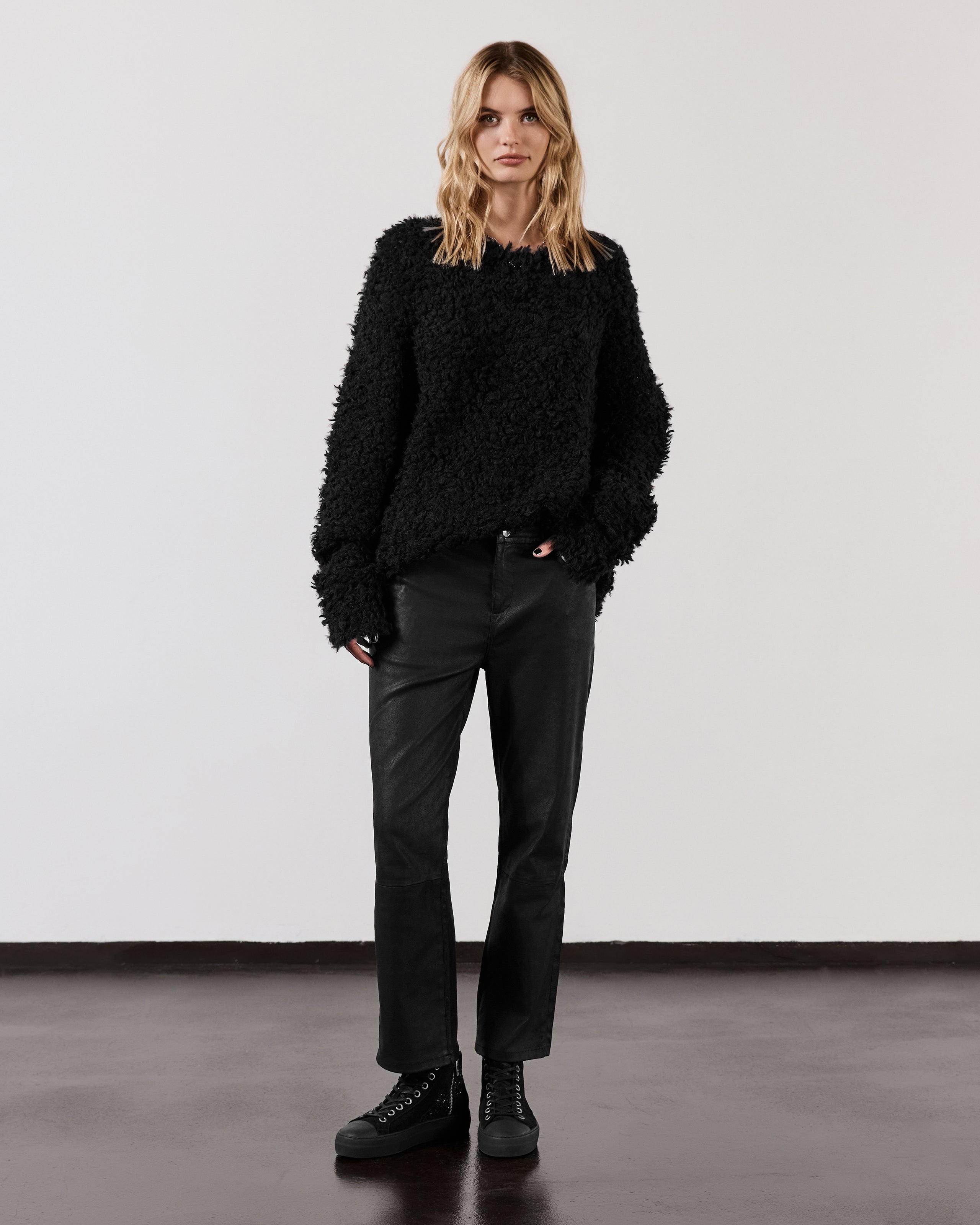 The Black Sherpa Cropped Knitted Sweater