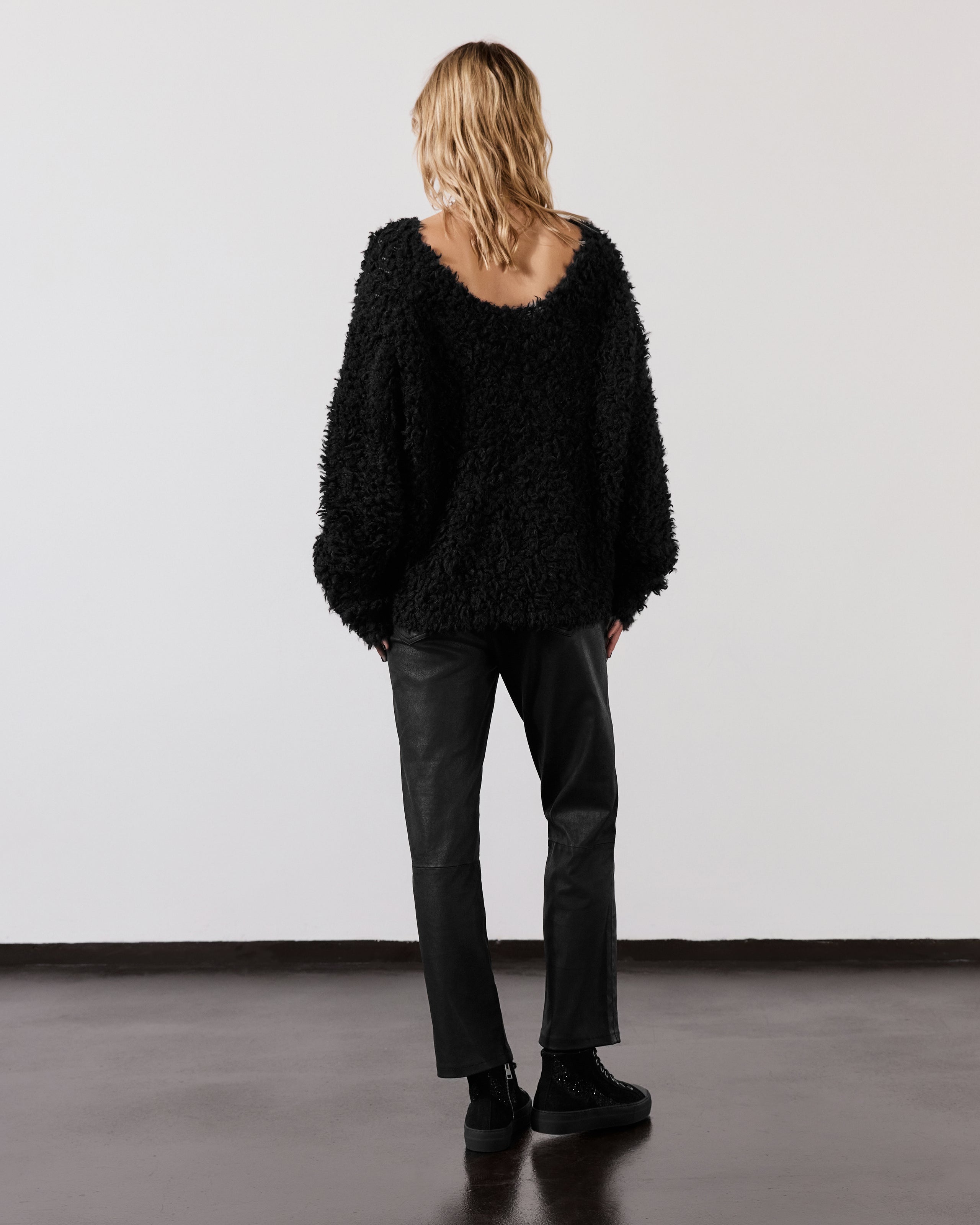 The Black Sherpa Cropped Knitted Sweater