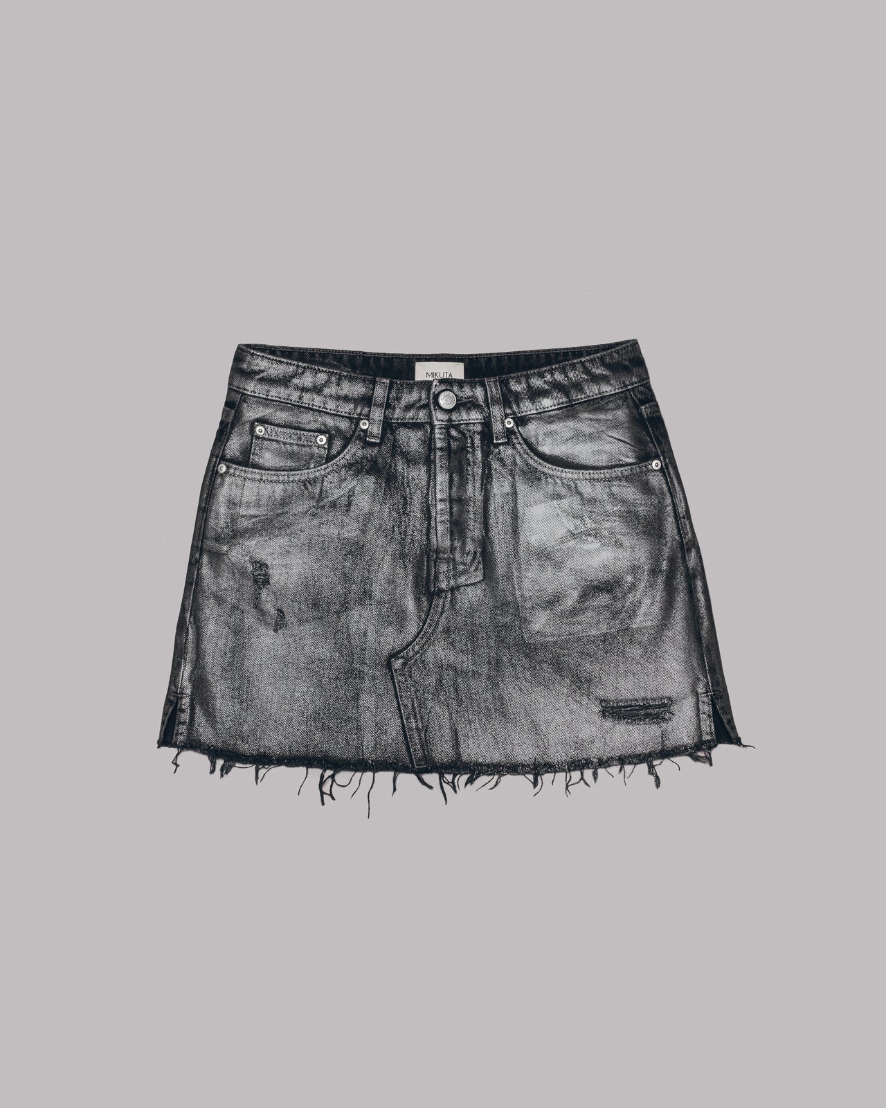 The Black Shimmer Denim Skirt