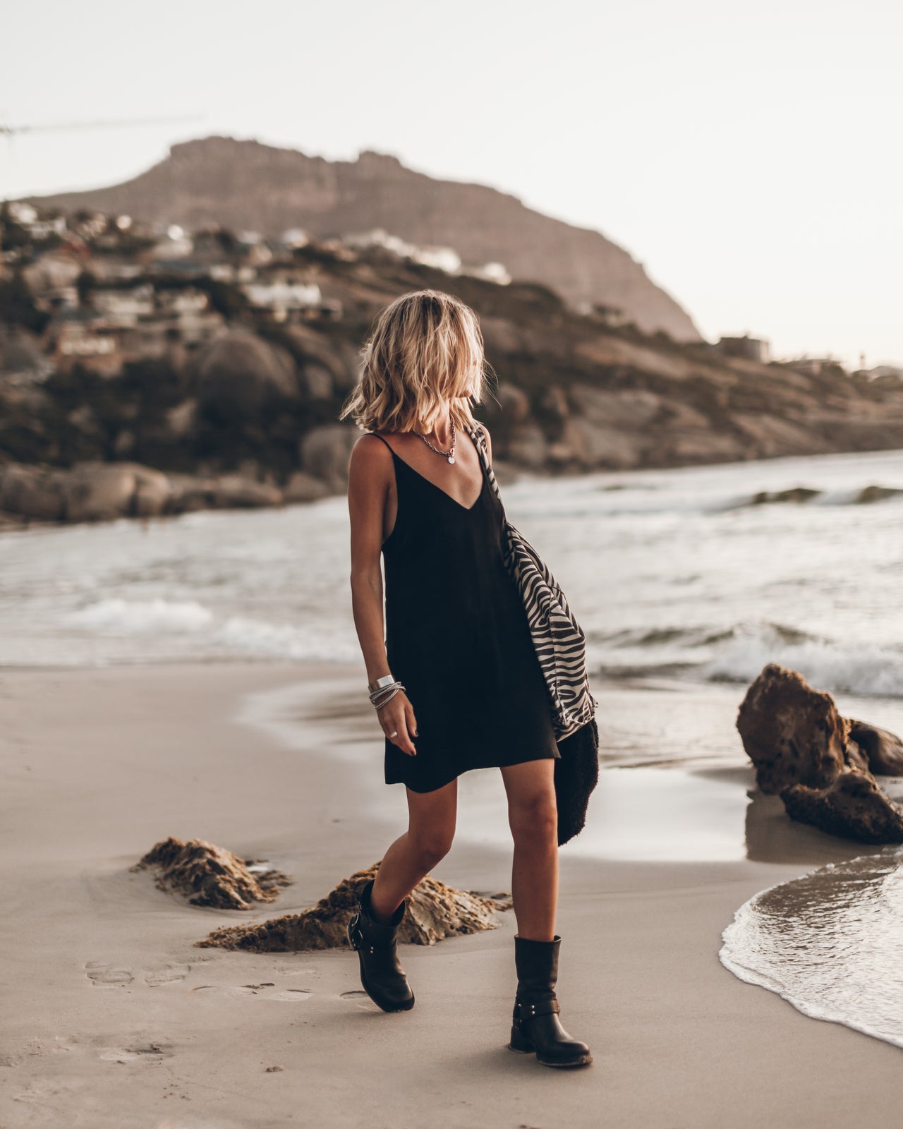 The Black Short Lyocell Slip Dress