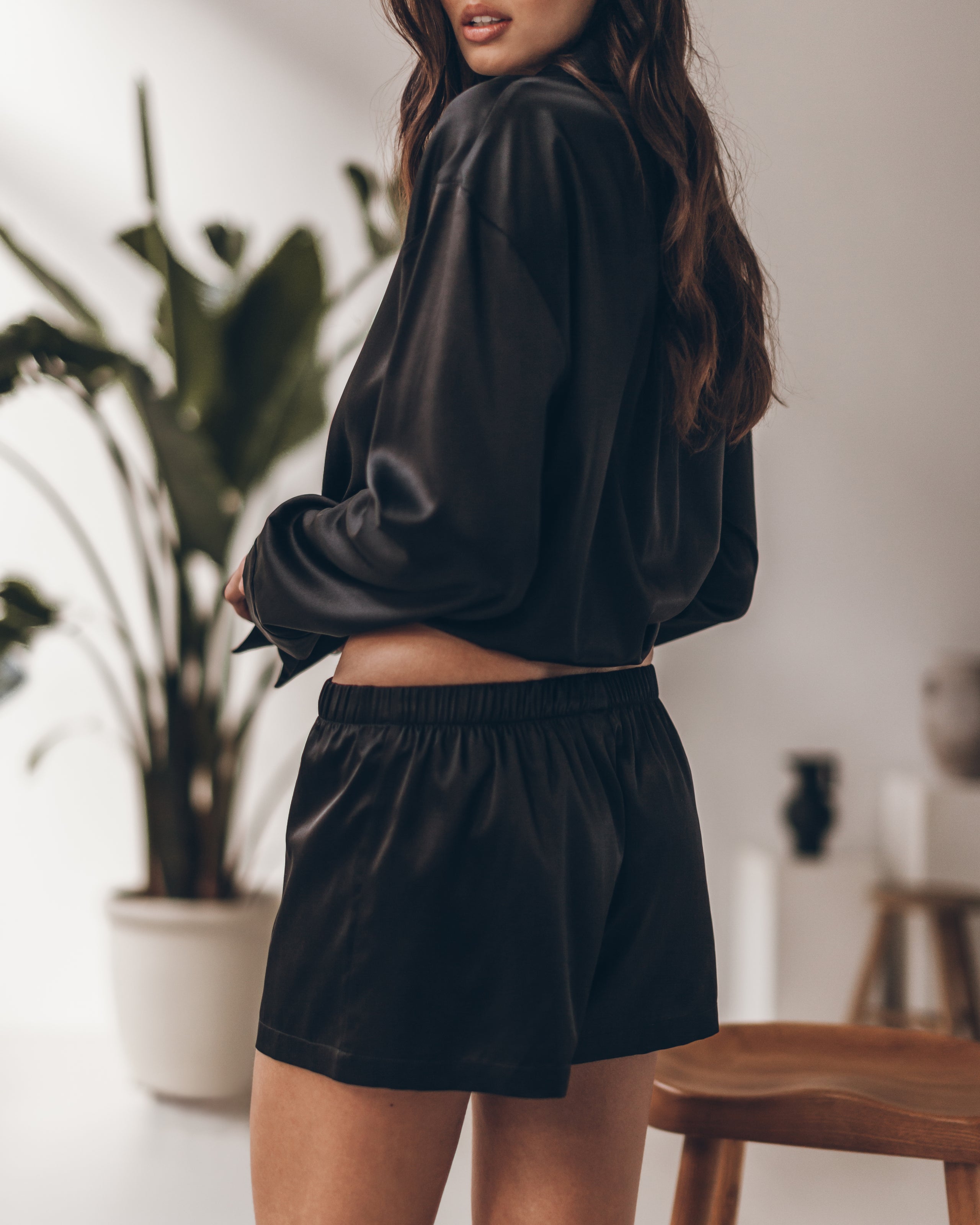 The Black Silk Boxer Shorts