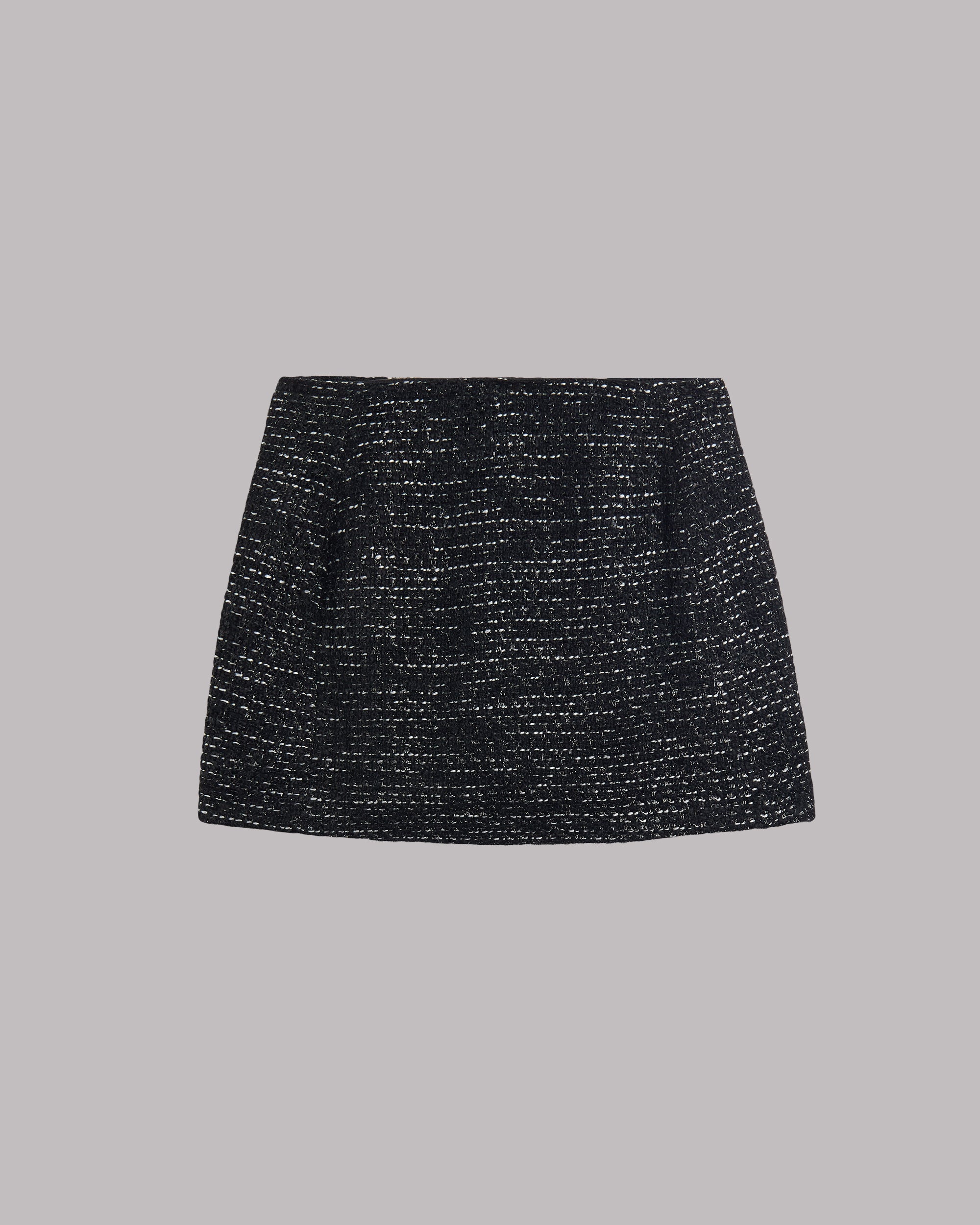 The Black Sparkly Short Straight Tweed Skirt