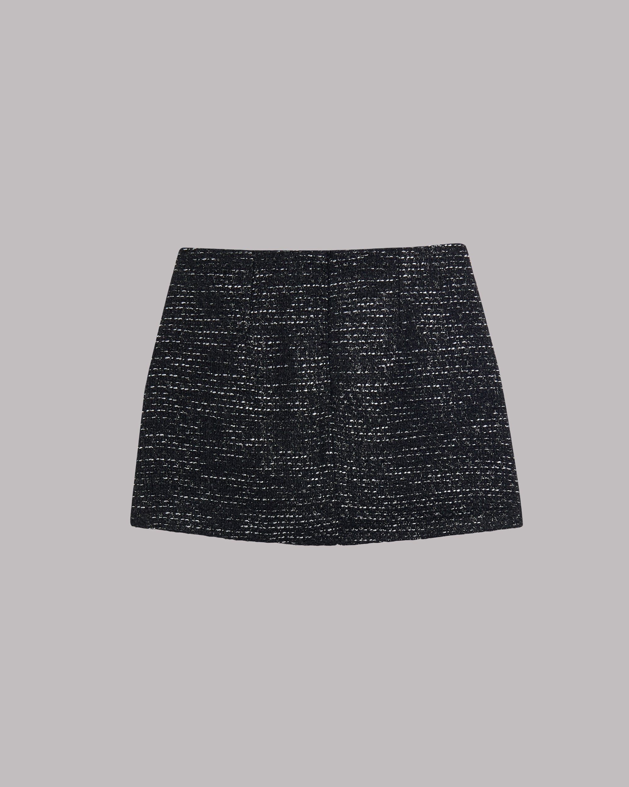 The Black Sparkly Short Straight Tweed Skirt