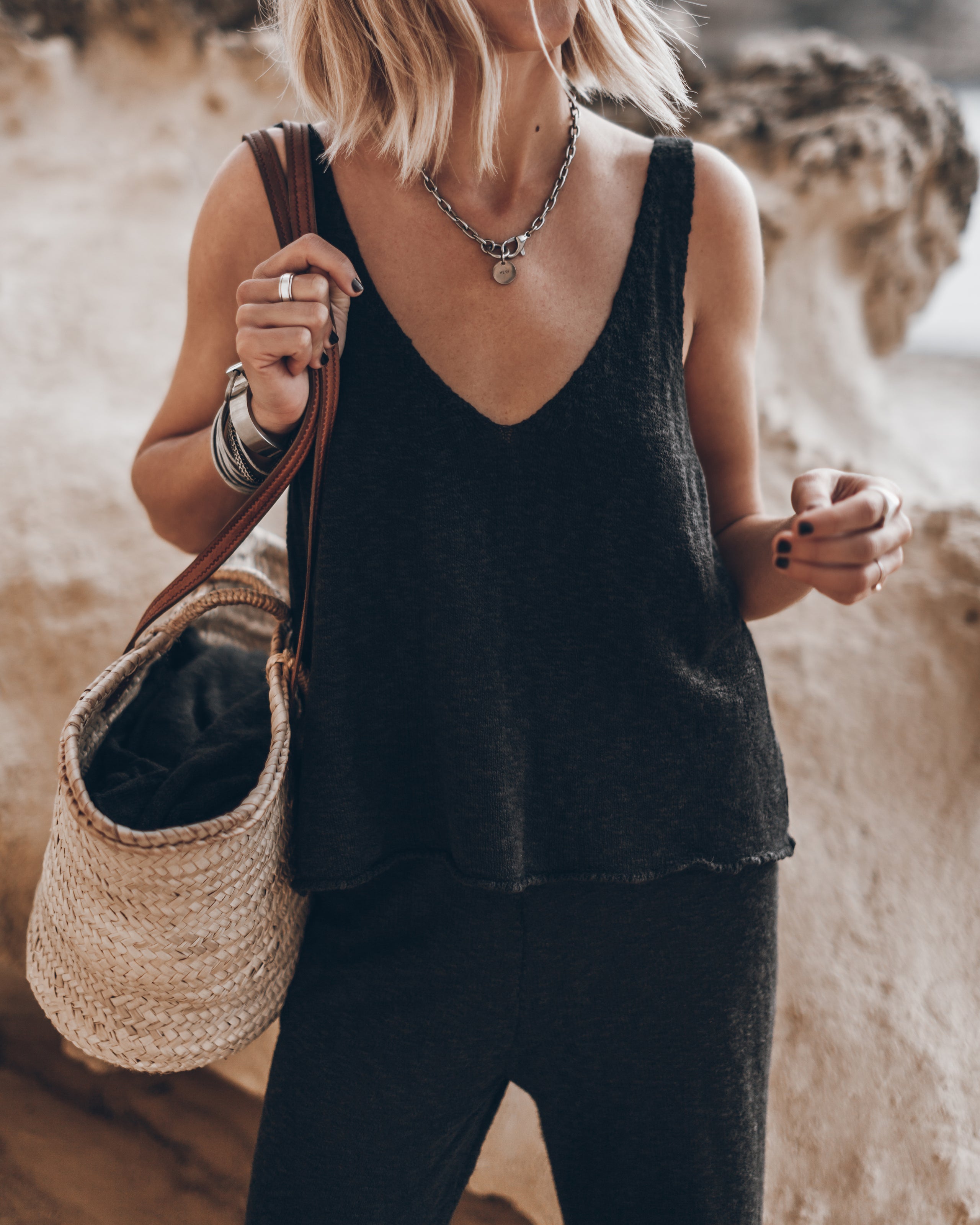 The Black Thin Knit Tank Top