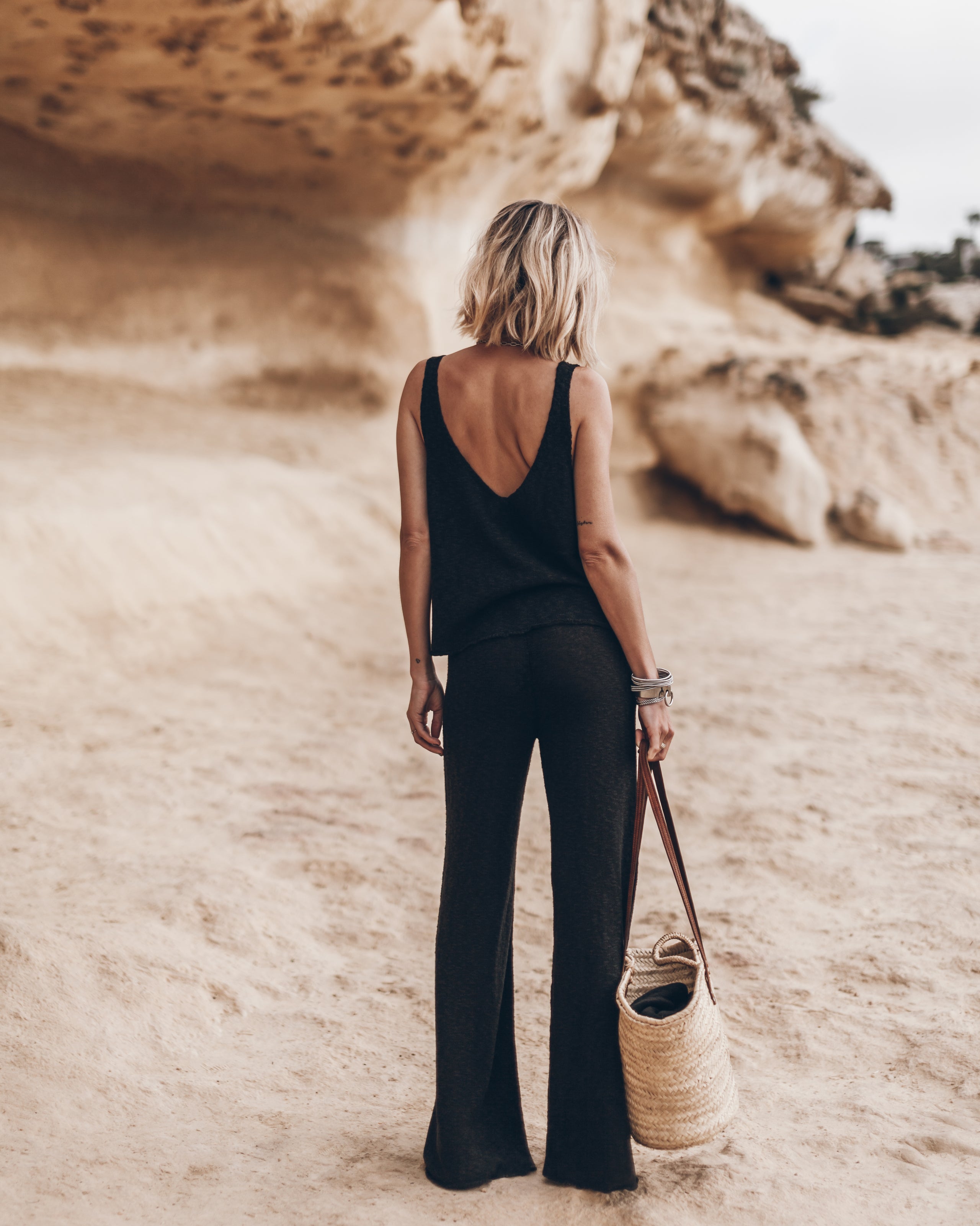 The Black Thin Knitted Tank Top