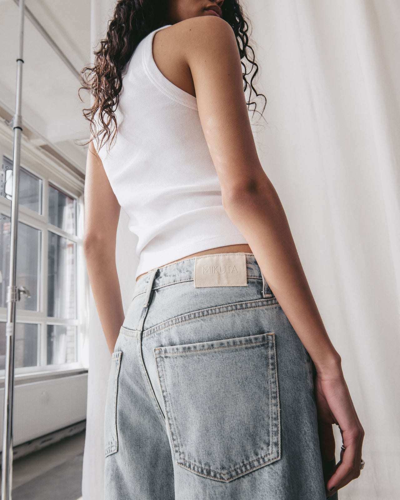 Blue Baggy Jeans White Standard Tank Top - Product photo