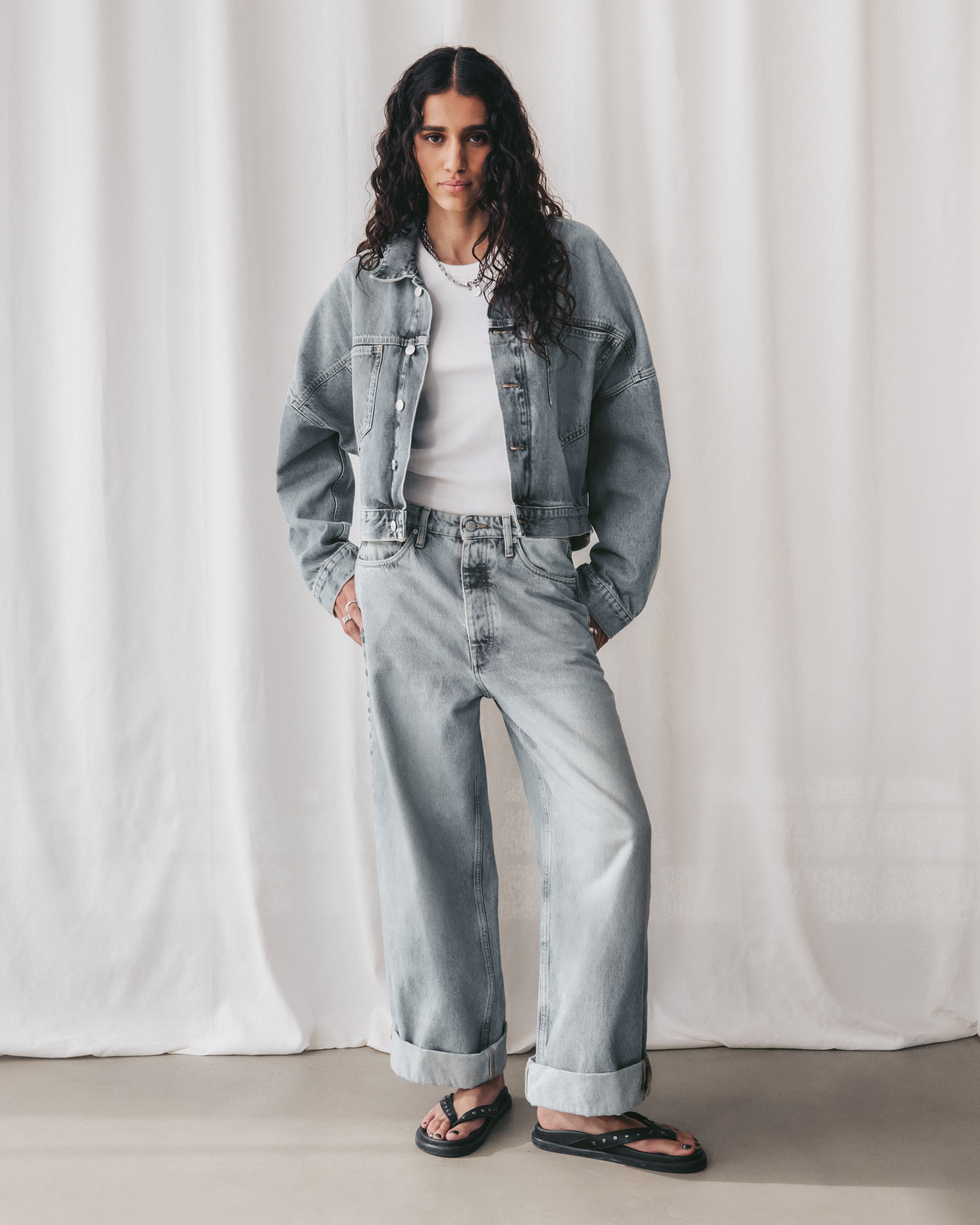 MIKUTA The Blue Cropped Denim Jacket - Main Image