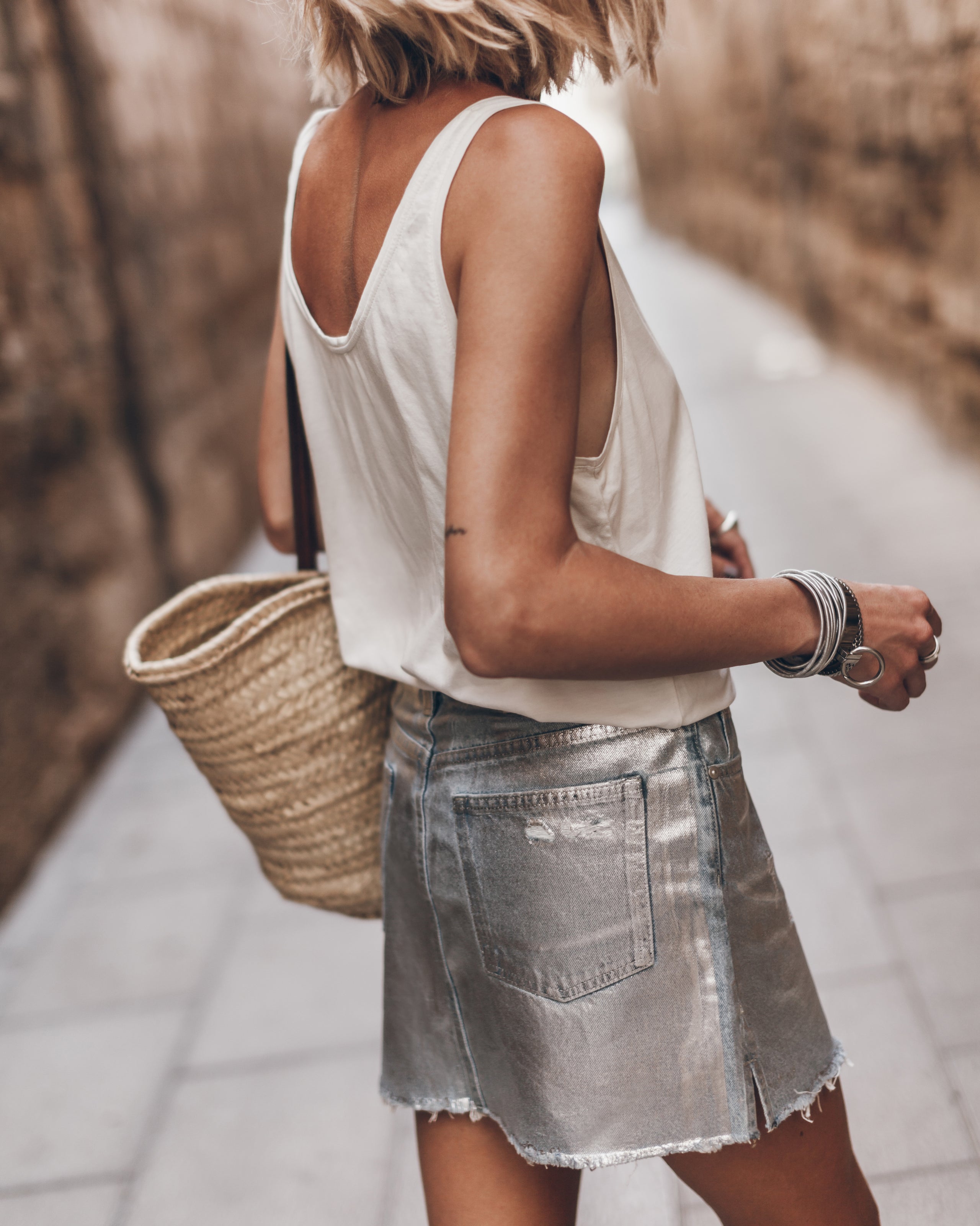 The Blue Shimmer Denim Skirt