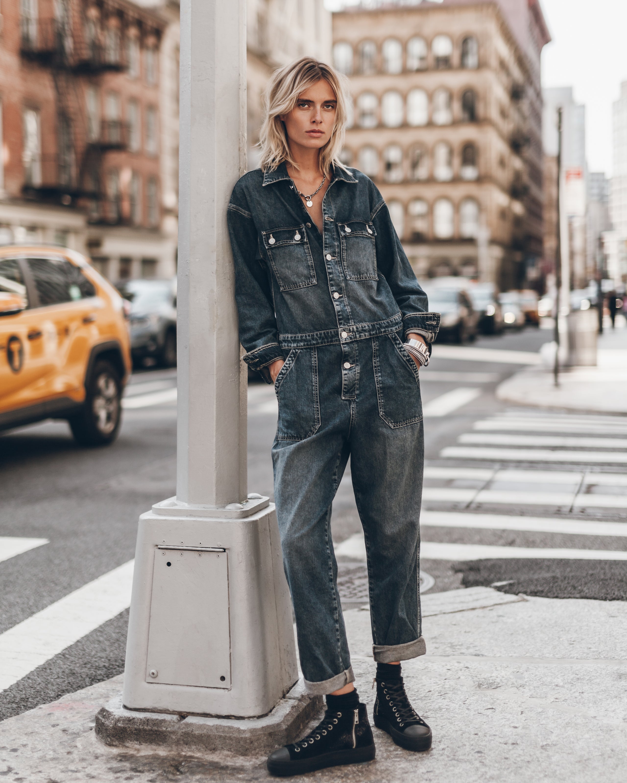 The Dark Blue Denim Jumpsuit