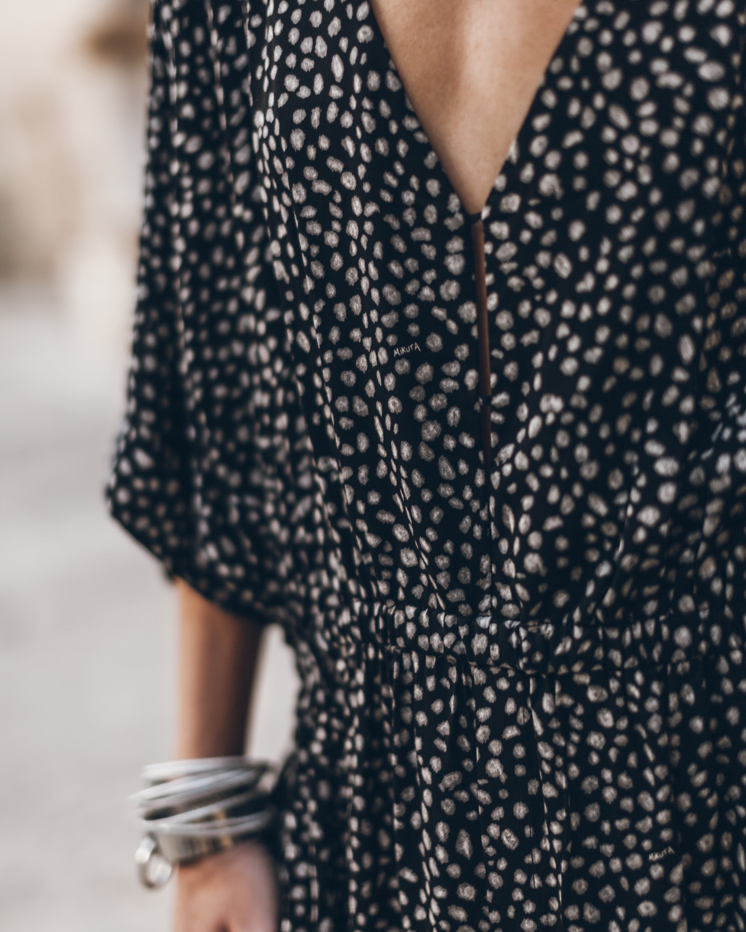 The Black Dotted Long Chill Dress