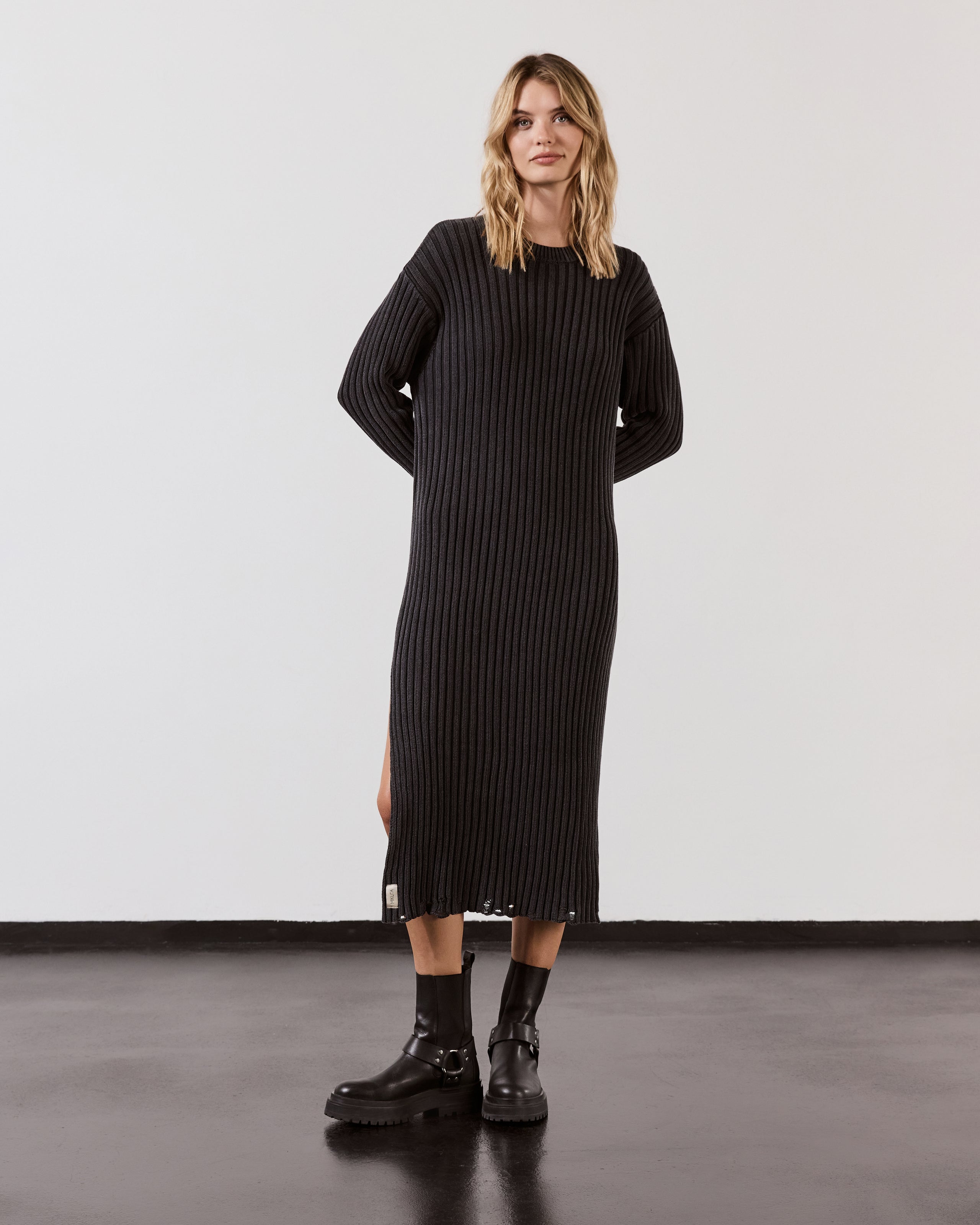 The Dark Faded Knit Longsleeve Dress