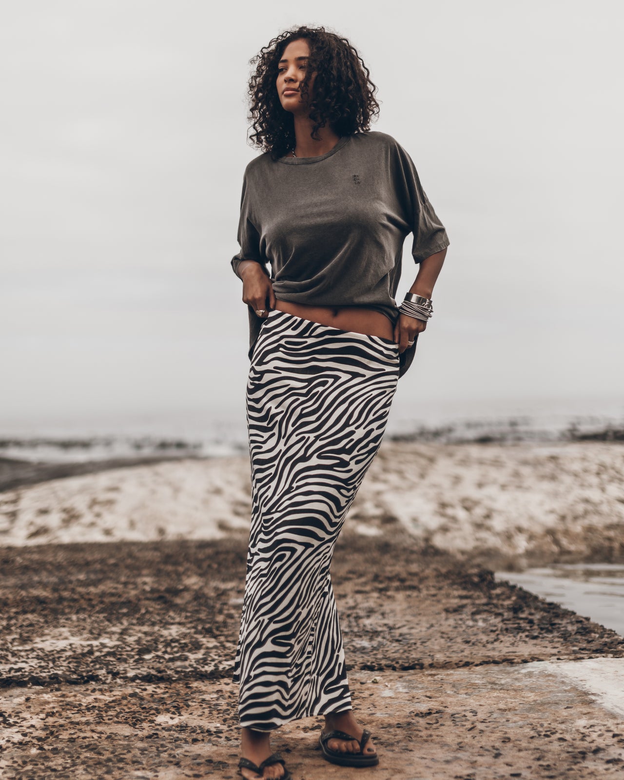 The Zebra Long Lyocell Skirt