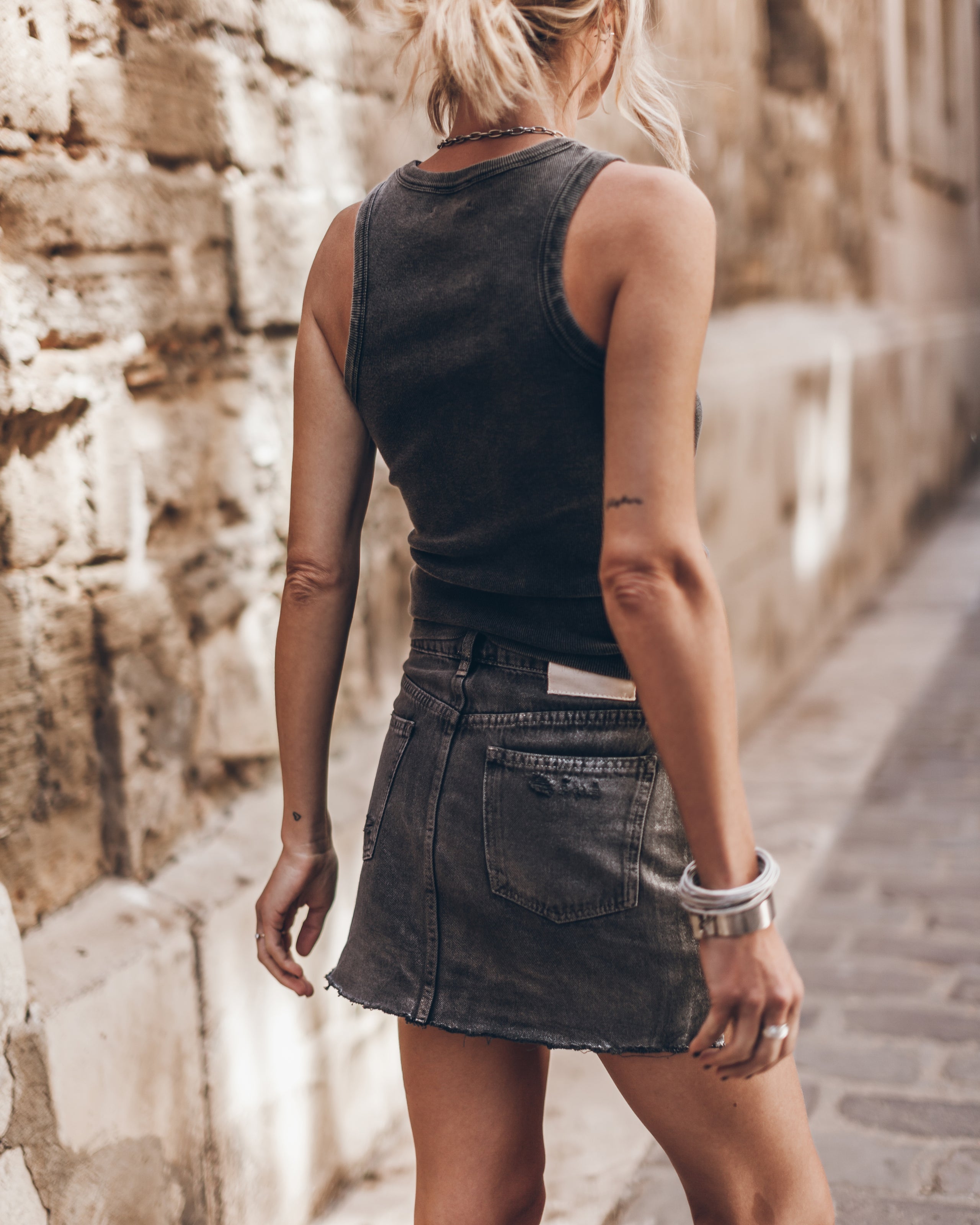 The Dark Faded Ribbed Standard Tank Top