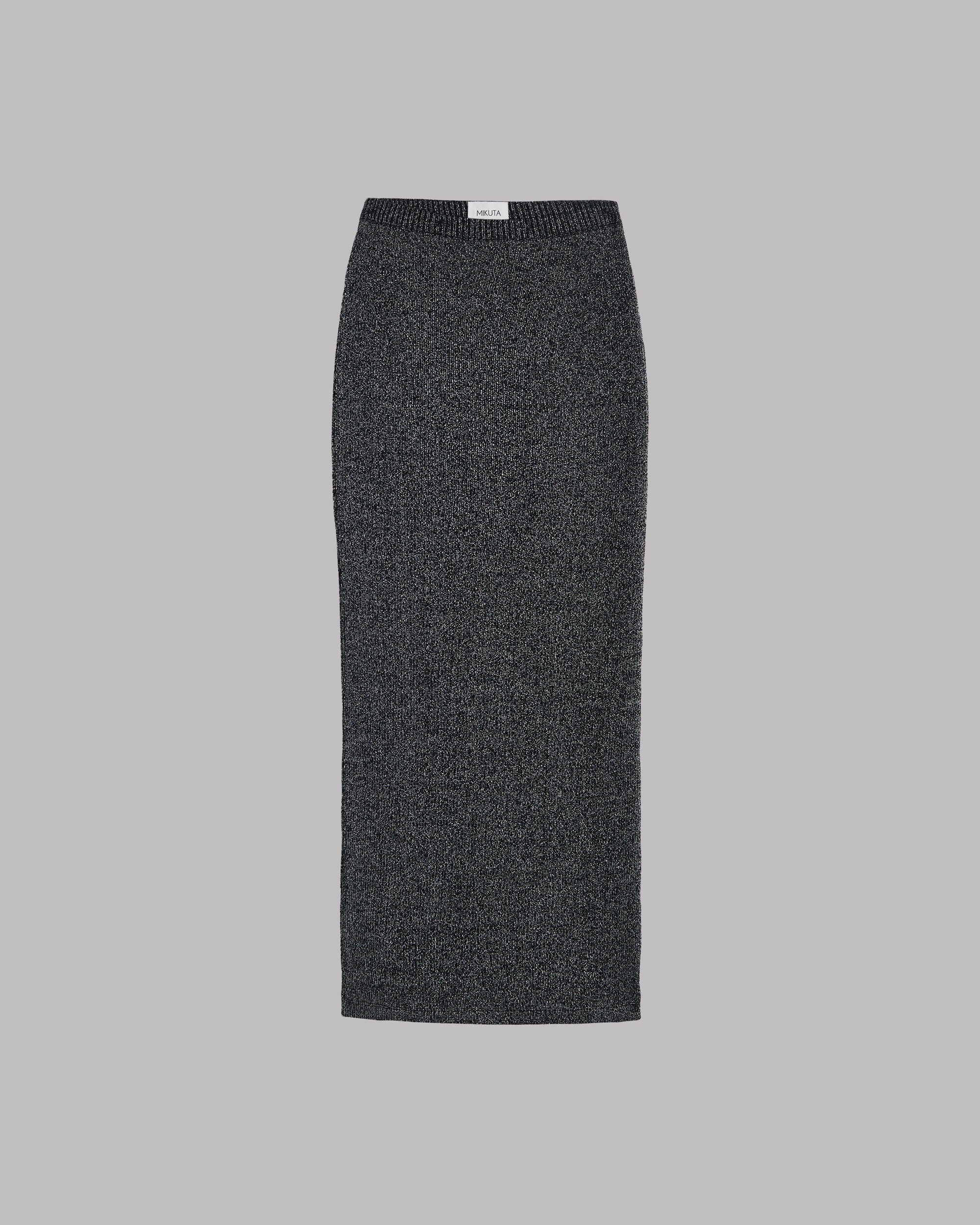 The Dark Glitter Ribbed Long Tube Skirt