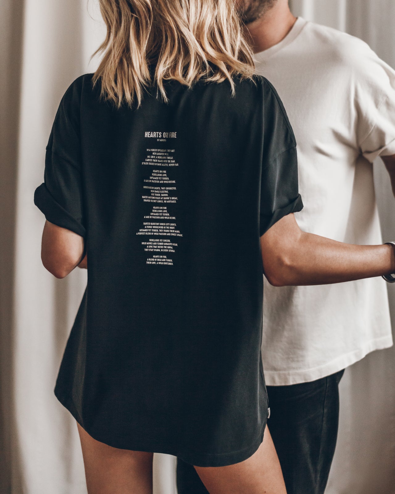 Dark Hearts On Fire Unisex Shirt Off White Hearts On Fire Unisex Shirt - Product photo