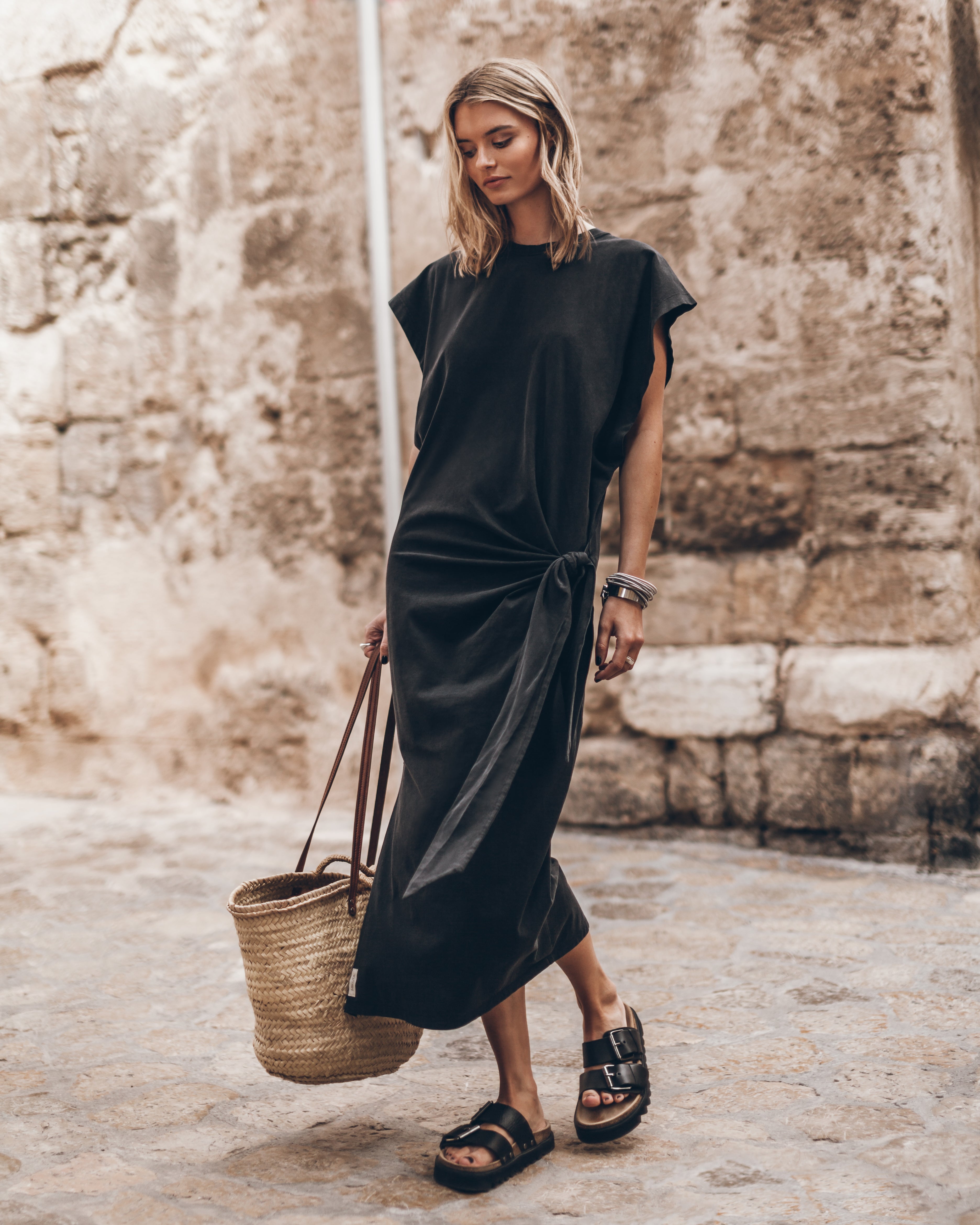 The Dark Knotted Long Batwing Dress