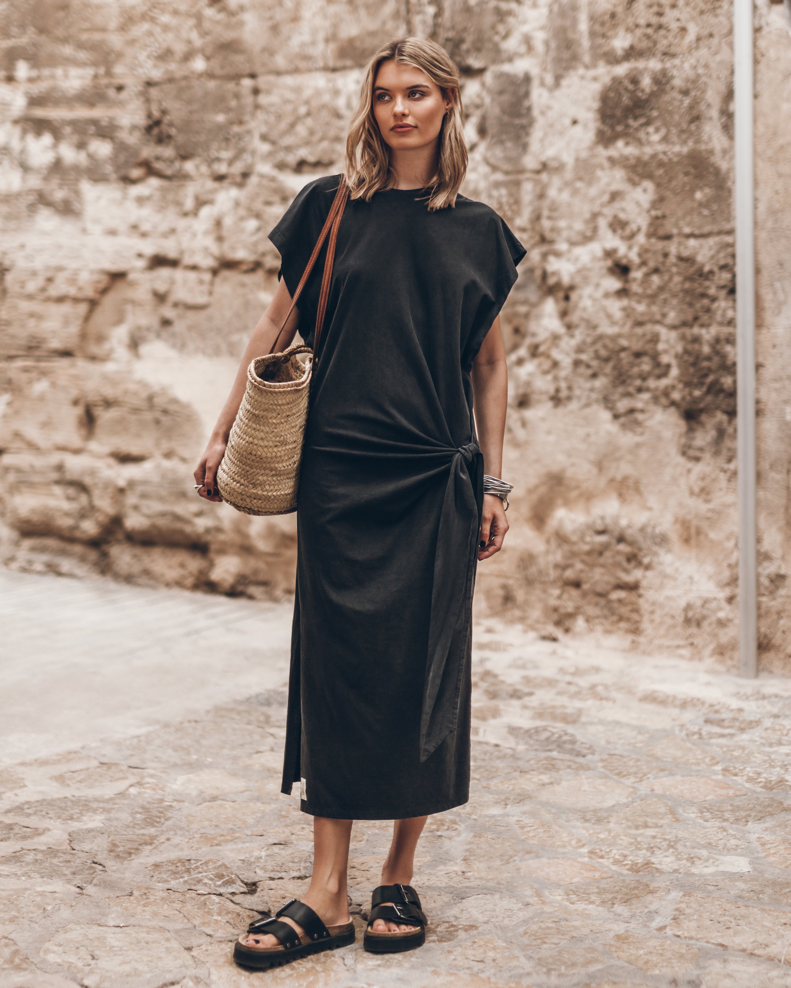 The Dark Long Knotted Batwing Dress