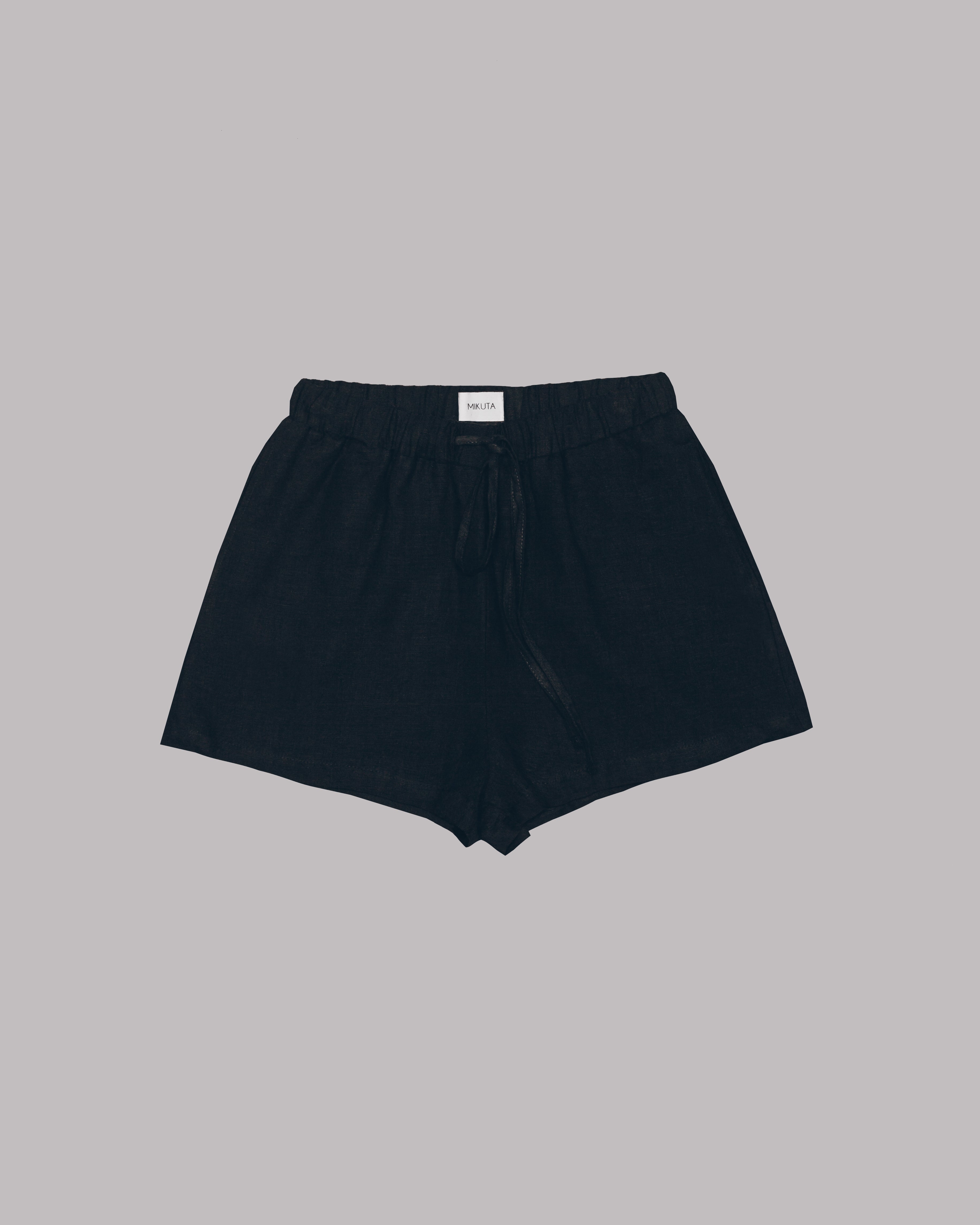 MIKUTA The Black Linen Shorts Mikuta the black linen shorts