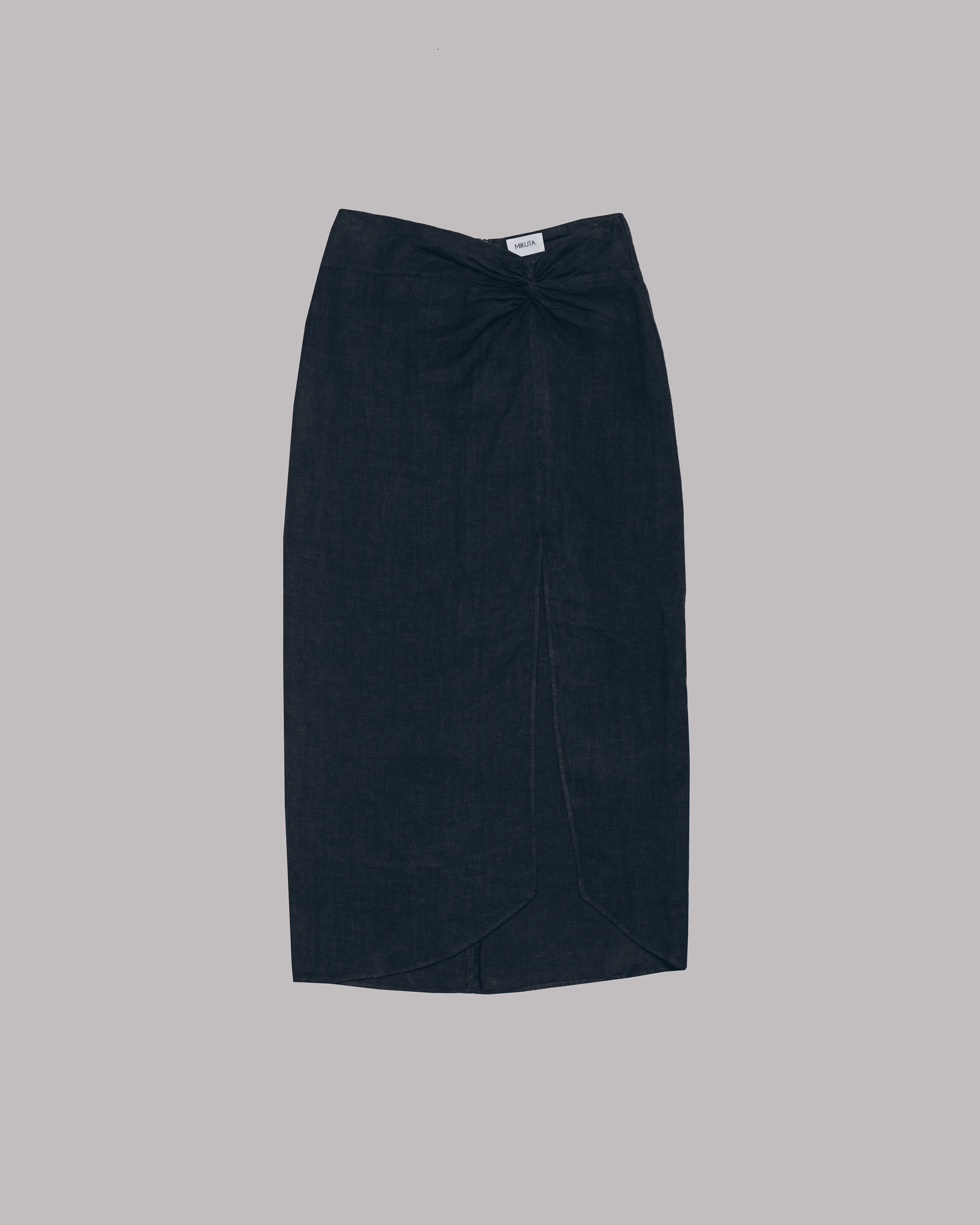 The Dark Long Linen Knot Skirt