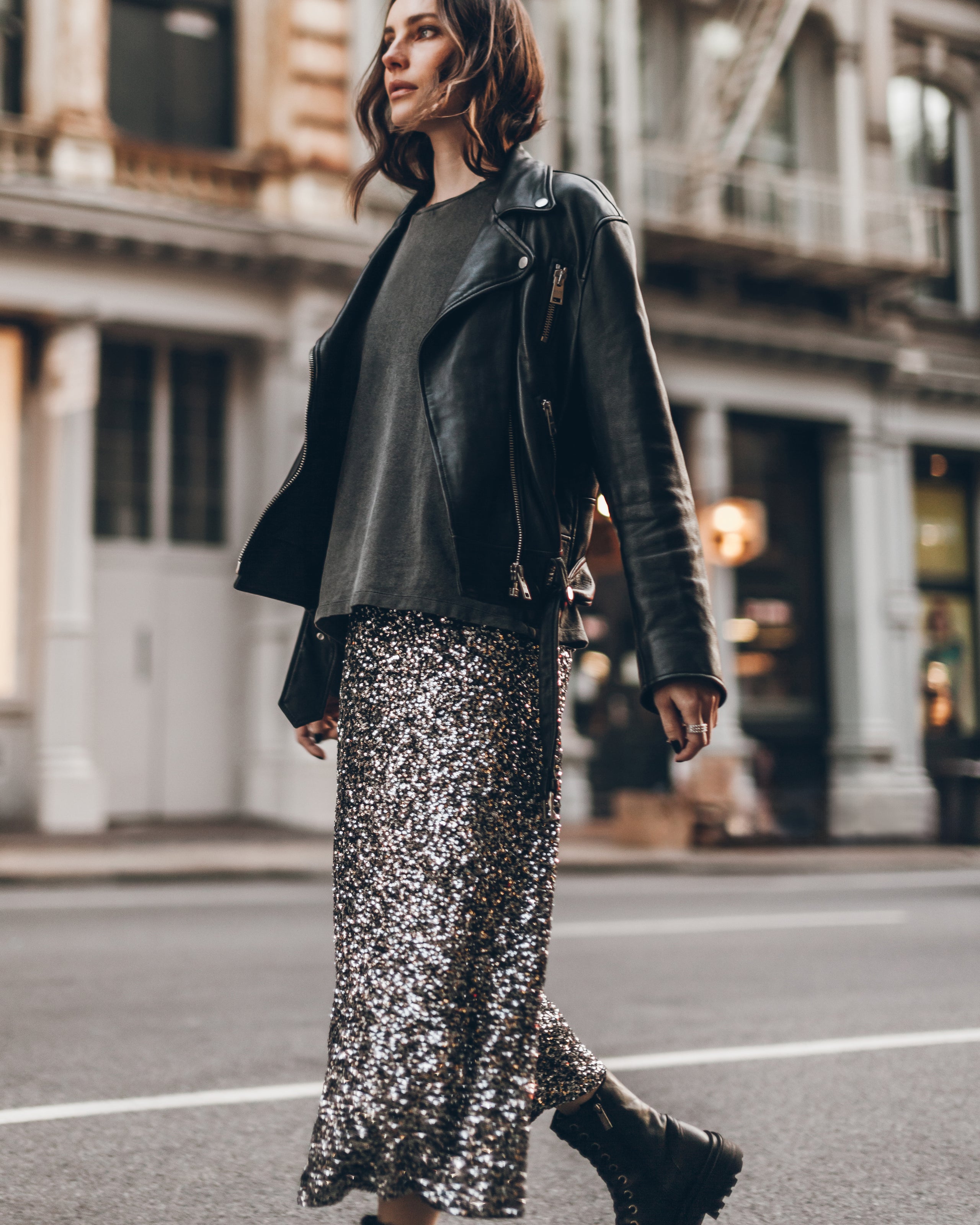 The Dark Long Sequin Skirt