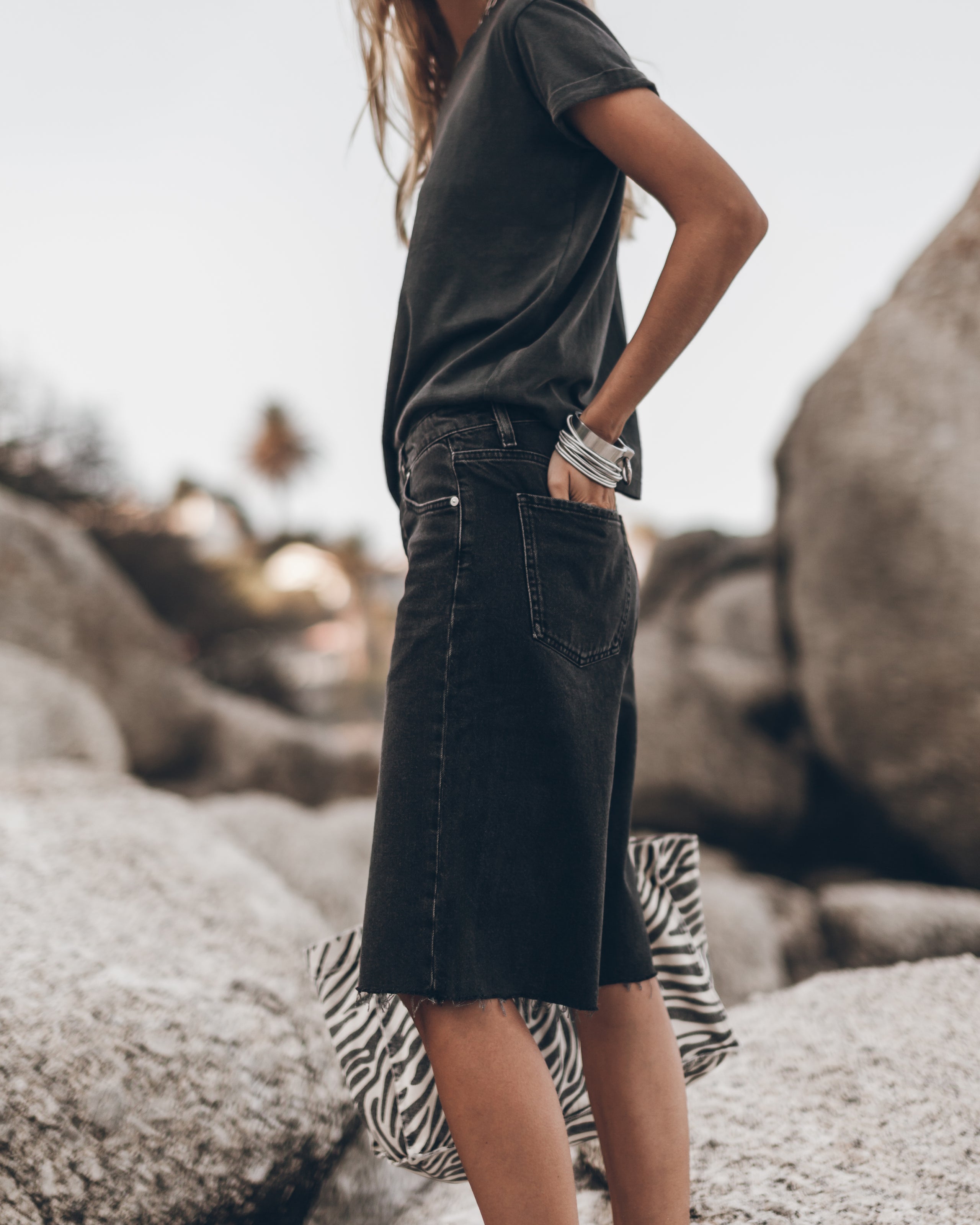 The Black Denim Bermuda Shorts