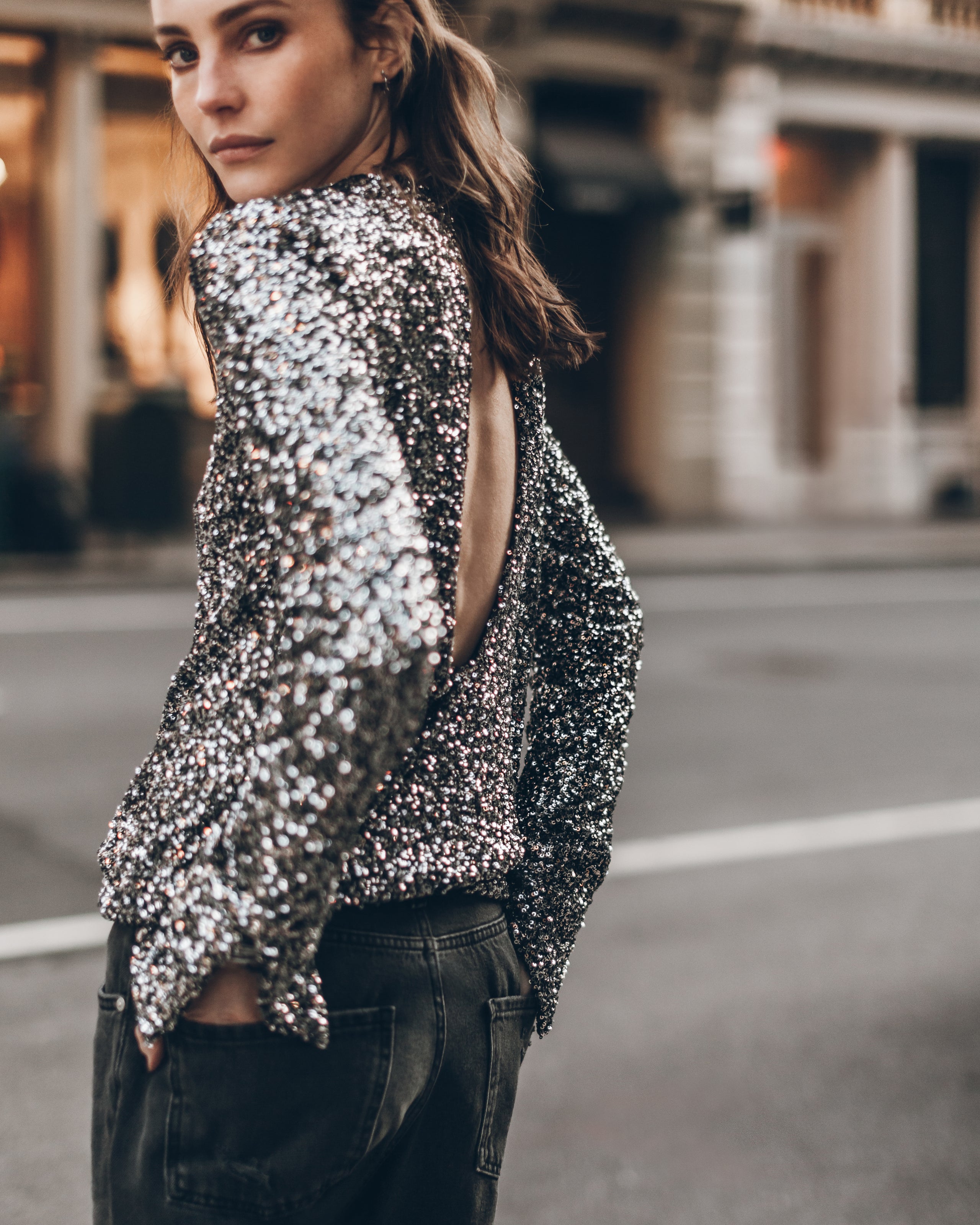 The Dark Sequin Blouse