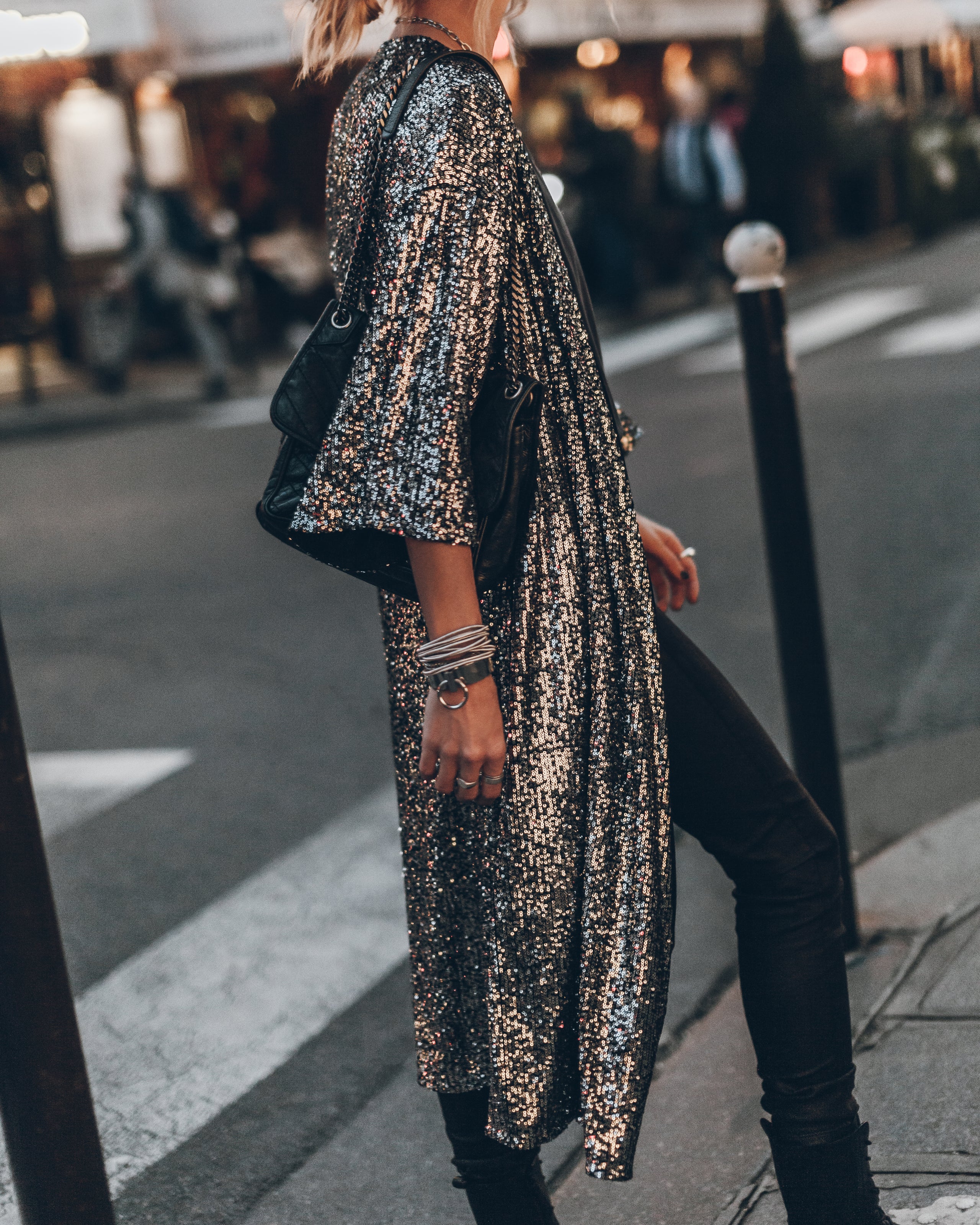 The Dark Sequin Kimono