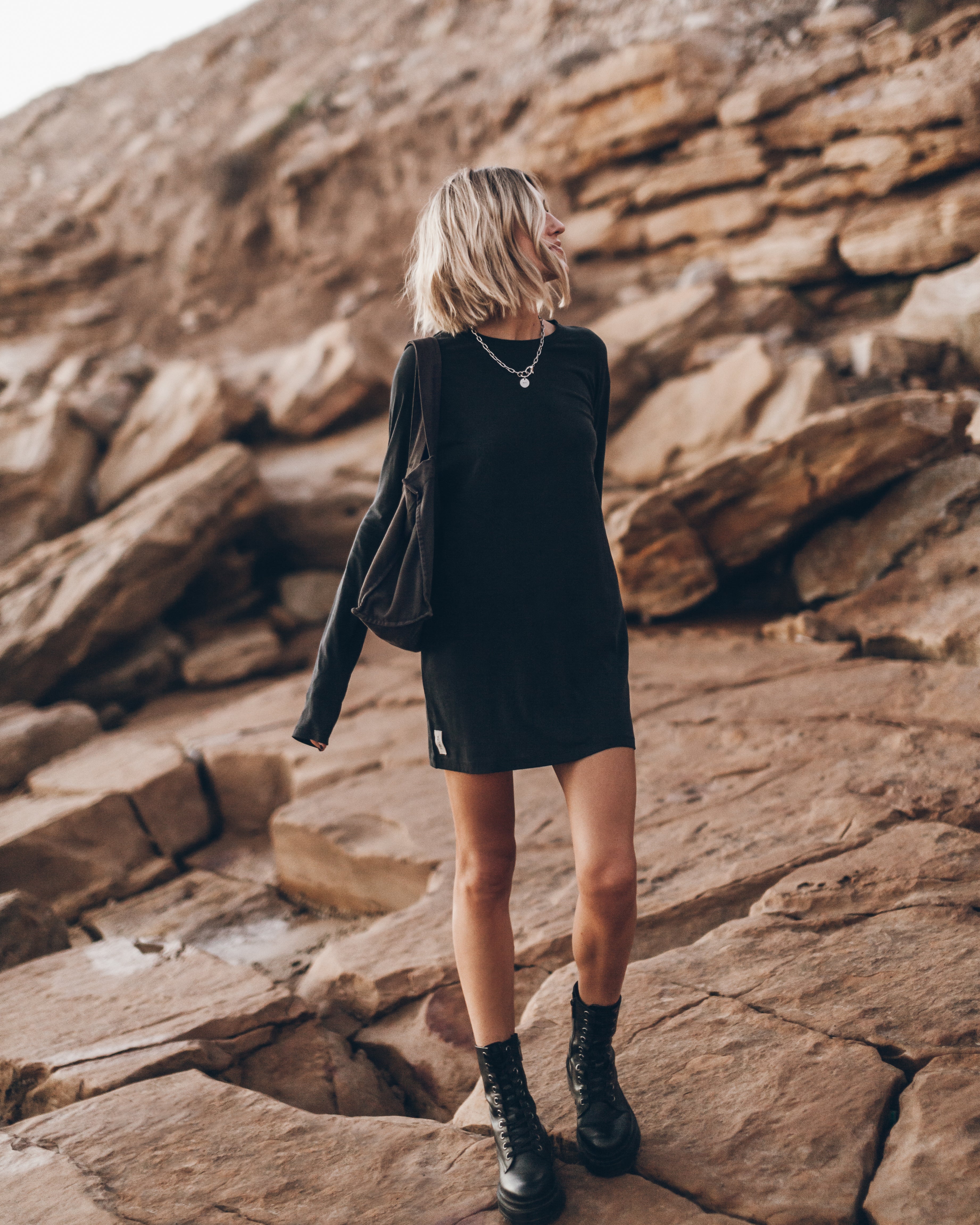 long sleeve dress boots The Dark Short Longsleeve Dress