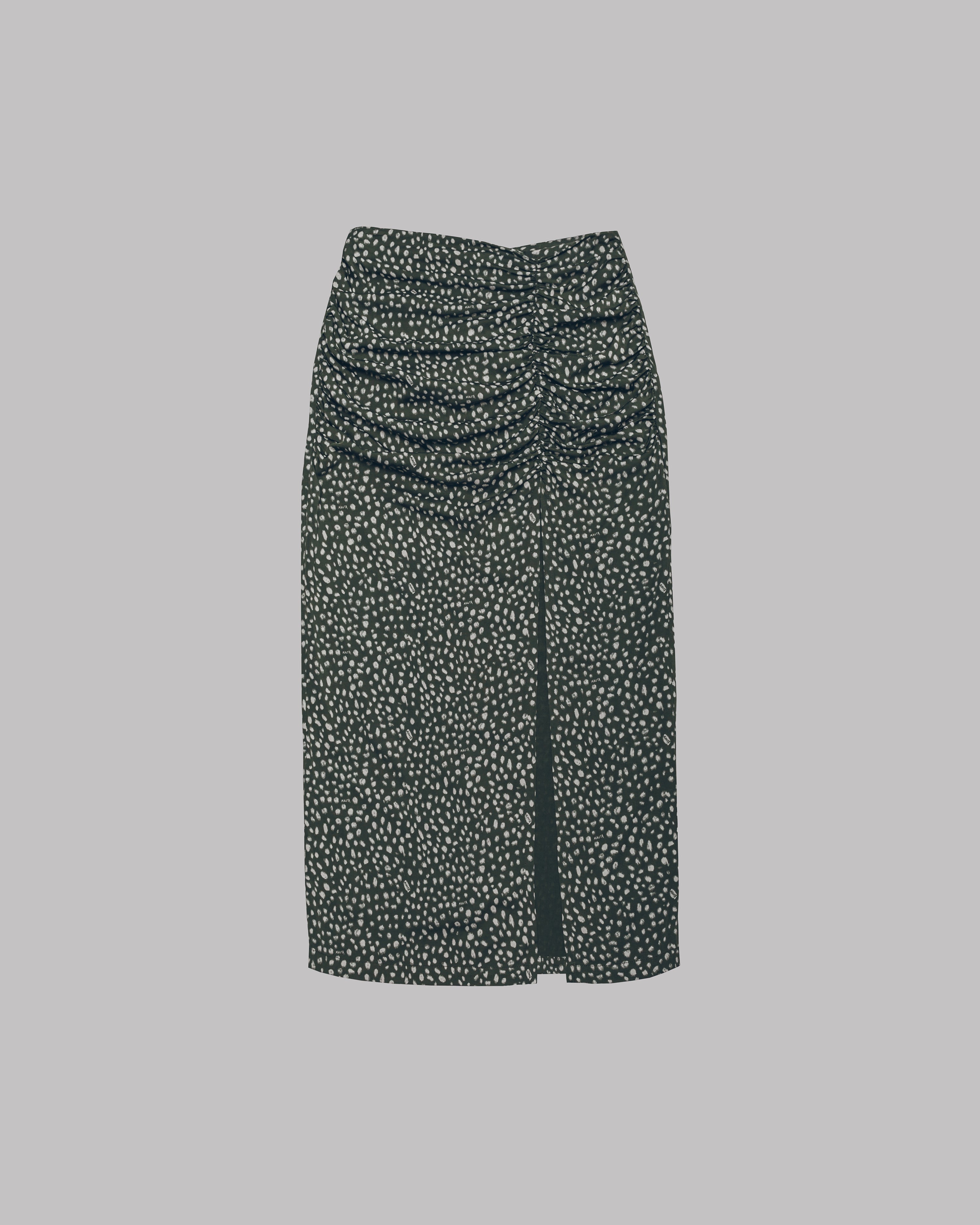 The Green Dotted Long Slit Skirt
