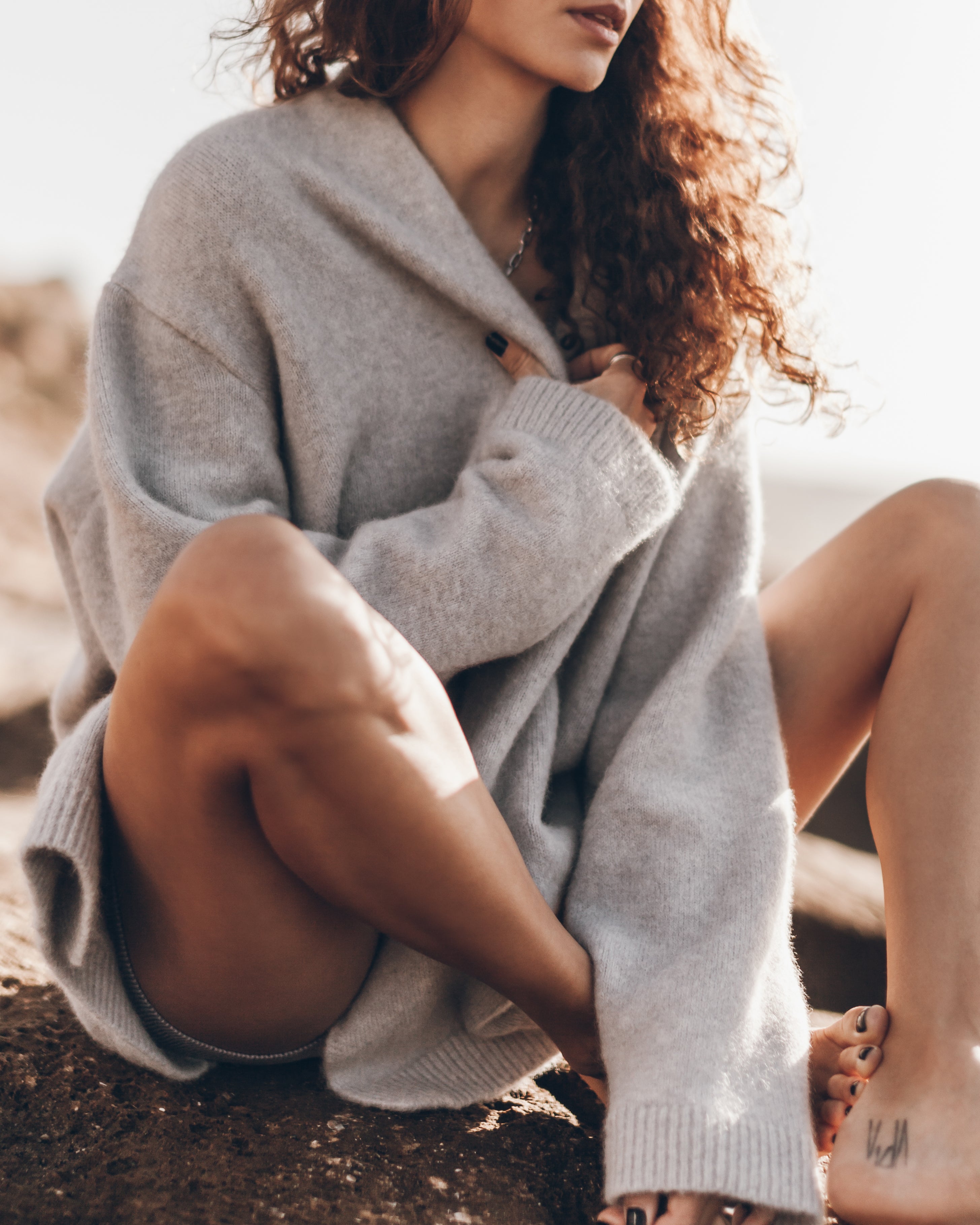 The Grey Oversized Knitted Cardigan