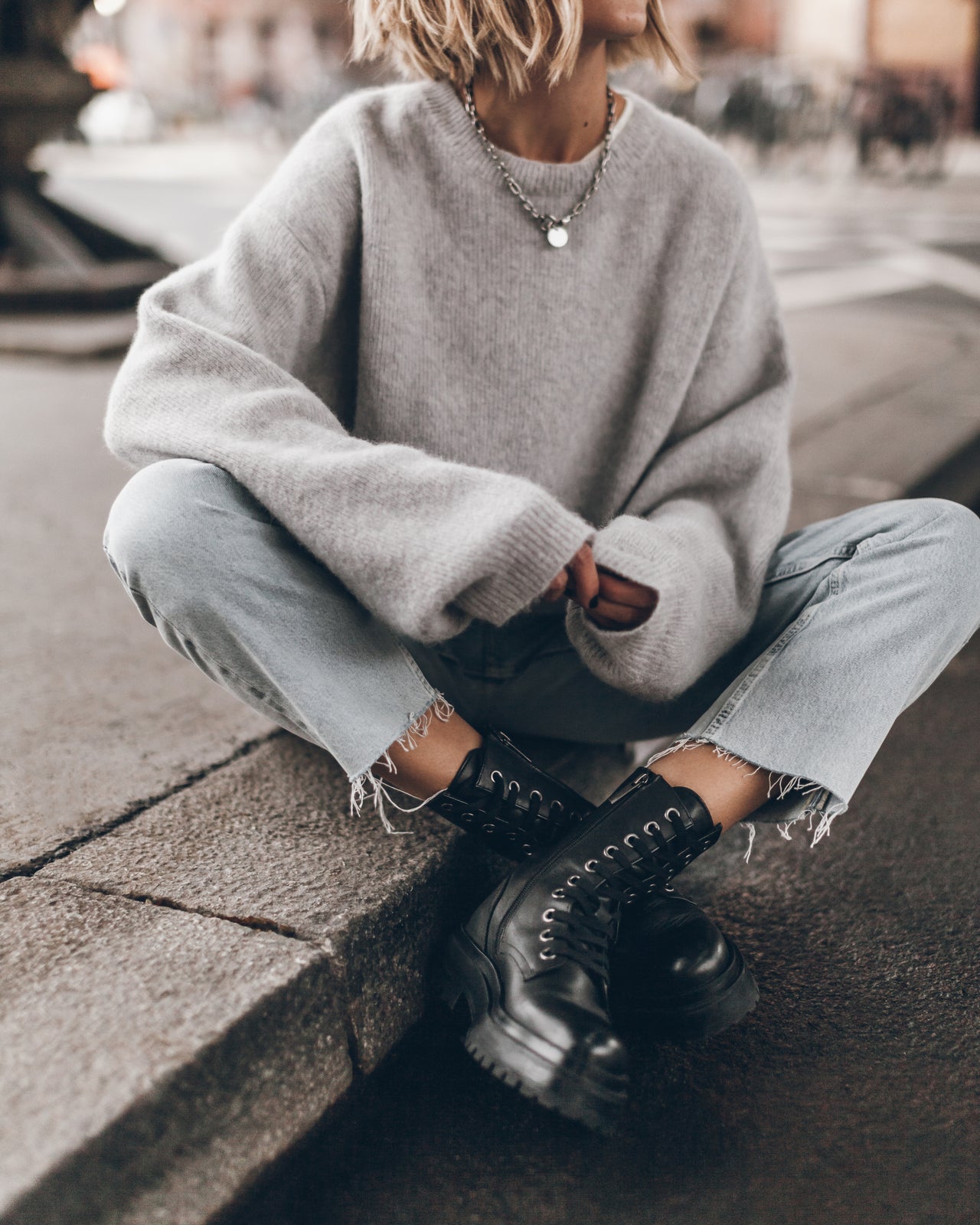 The Grey Oversized Knitted Sweater